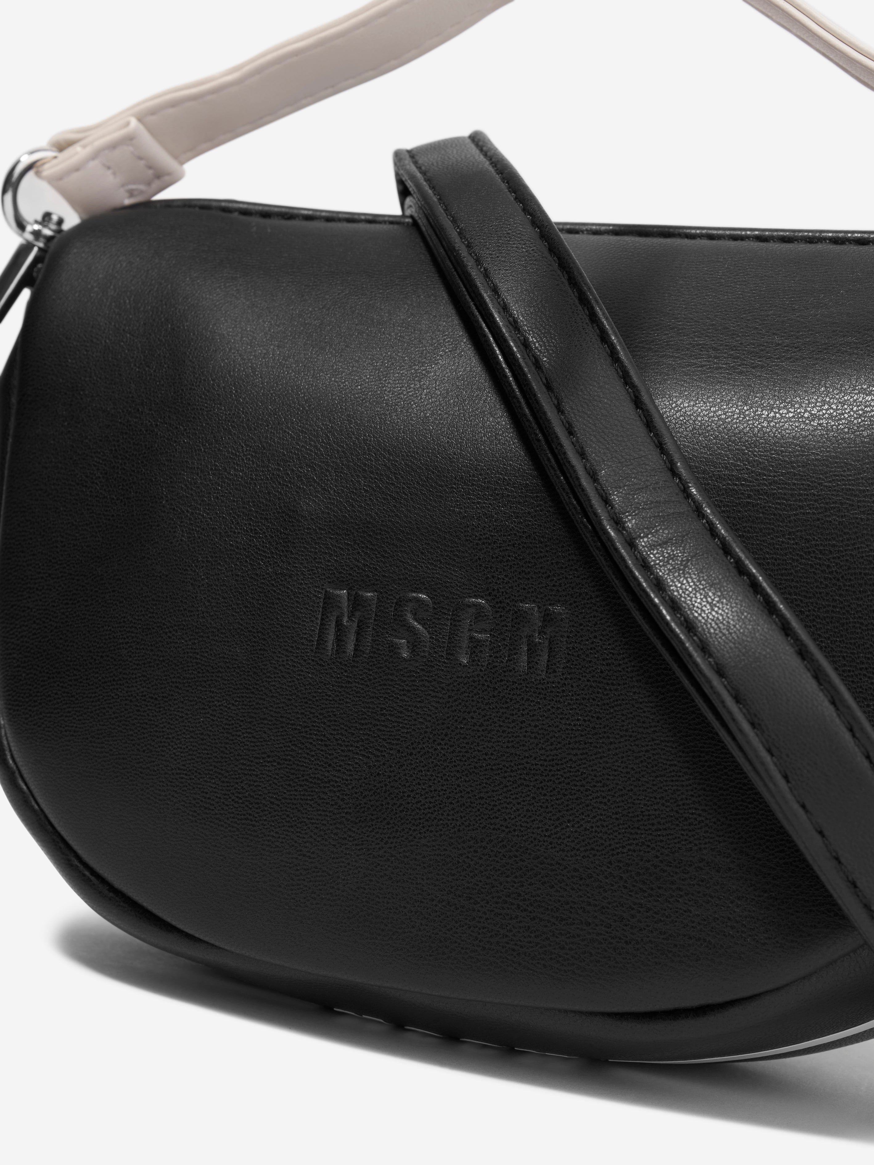 MSGM Girls Eco-Leather Shoulder Bag in Black