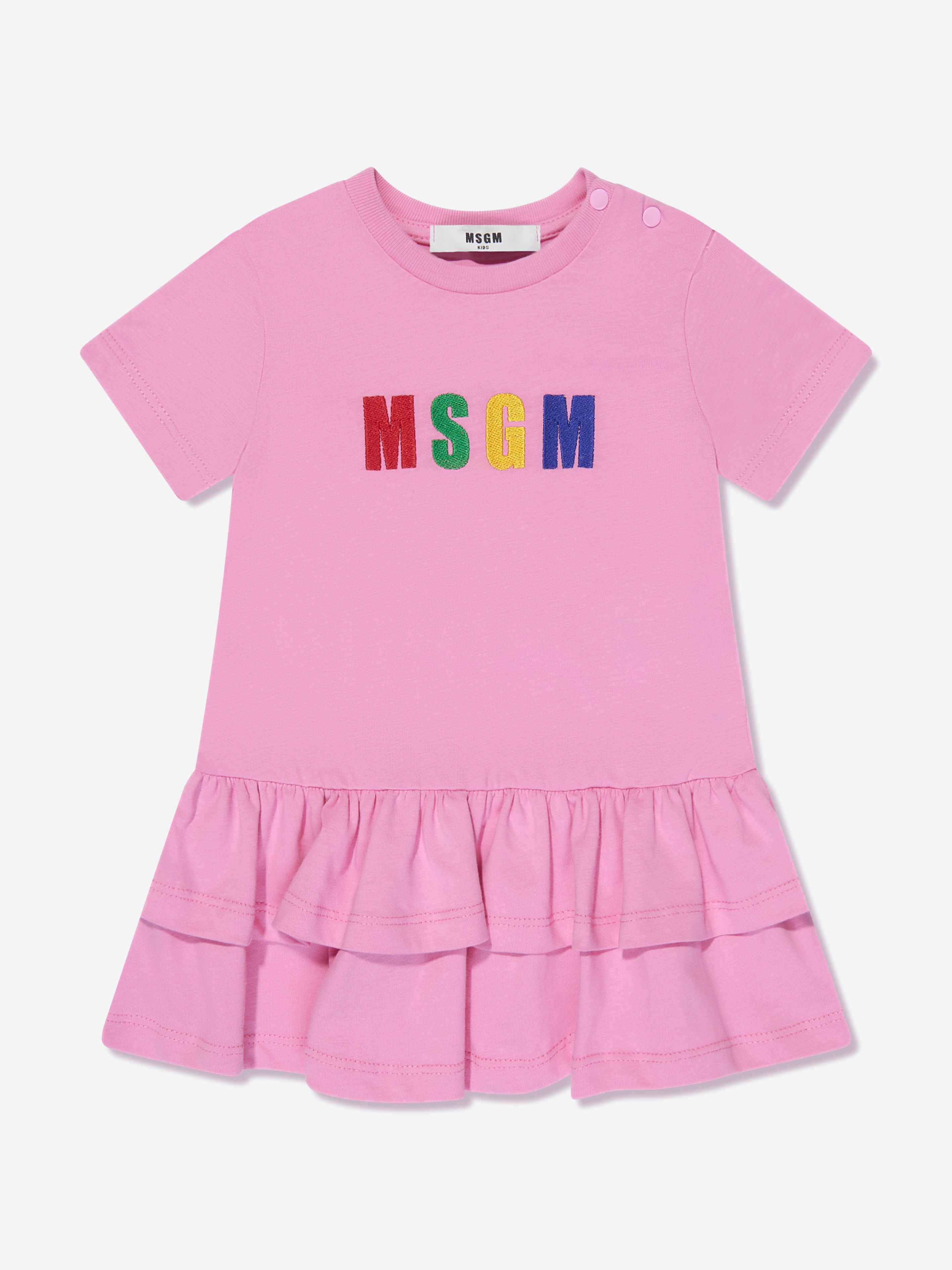 MSGM Baby Girls Logo T-Shirt Dress in Pink