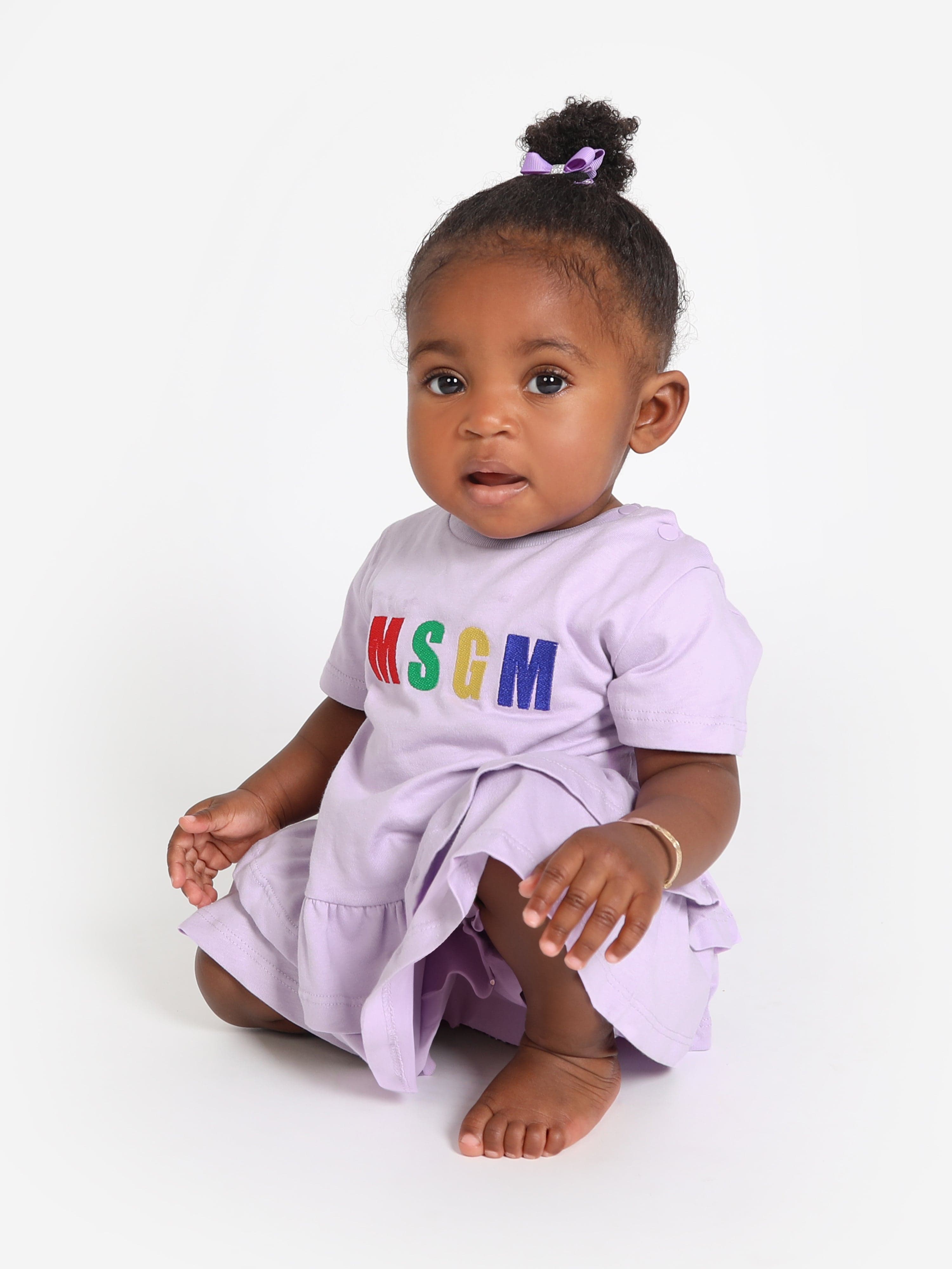 MSGM Baby Girls Logo T-Shirt Dress in Lilac