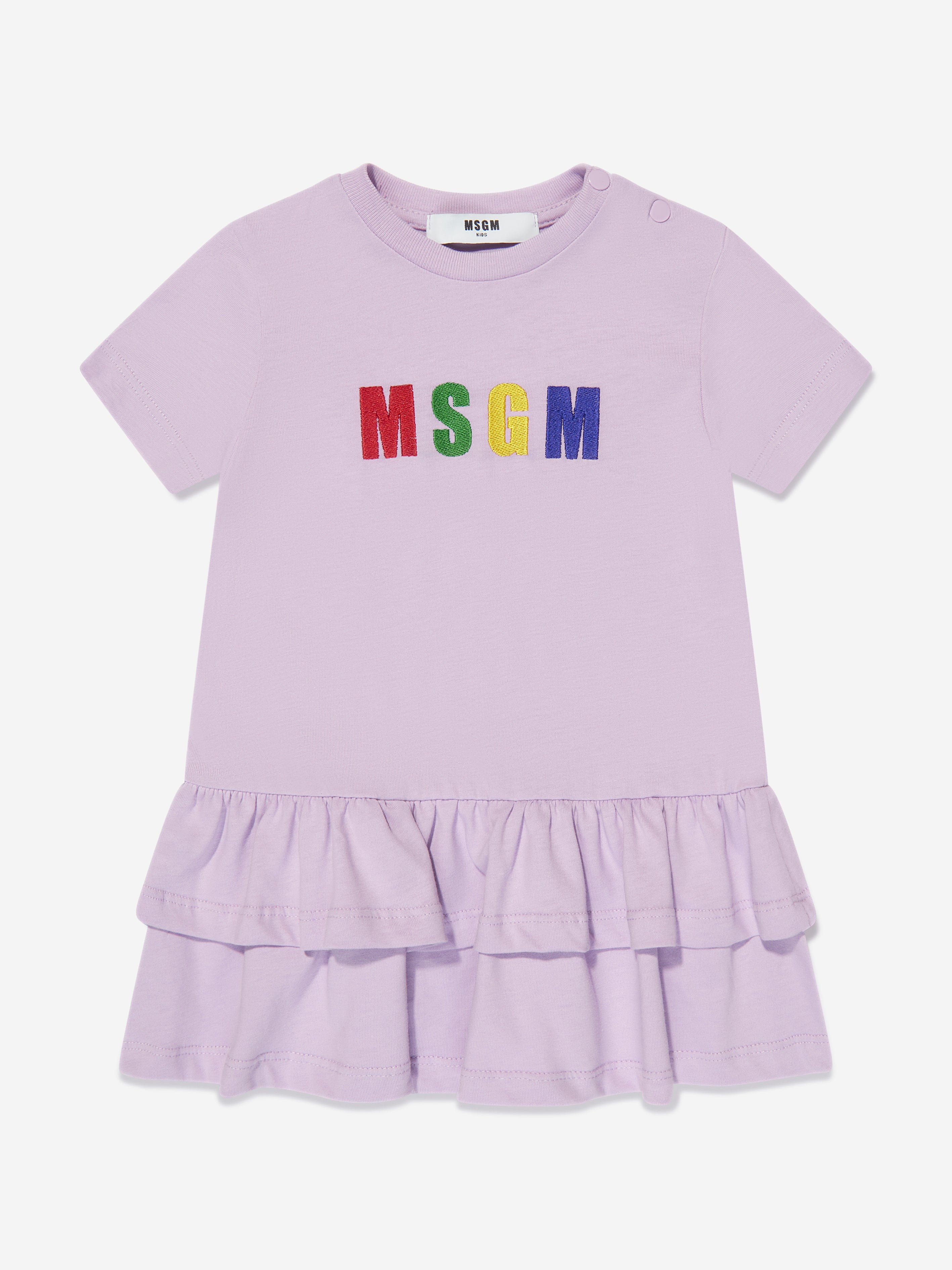 MSGM Baby Girls Logo T-Shirt Dress in Lilac