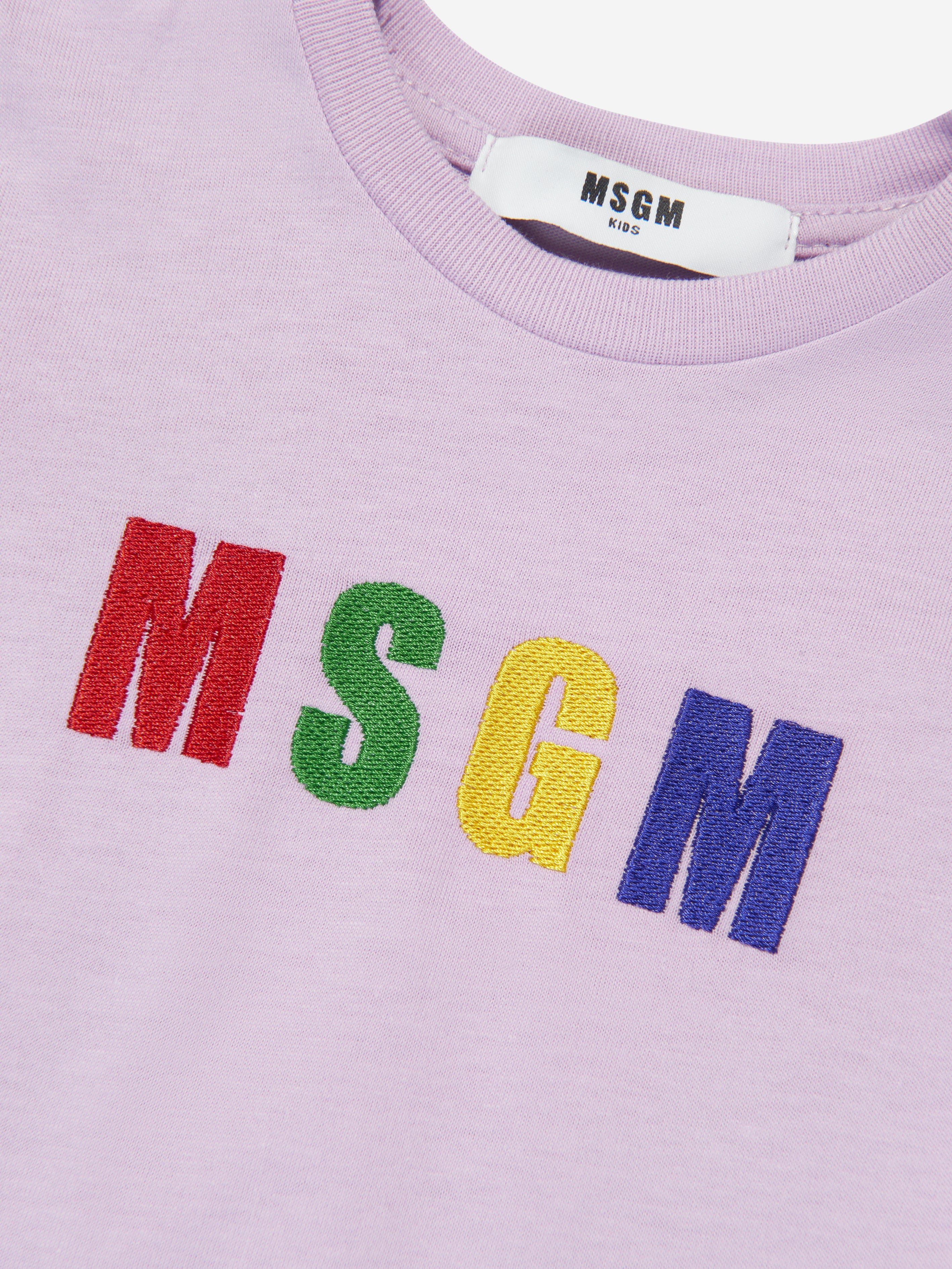 MSGM Baby Girls Logo T-Shirt Dress in Lilac