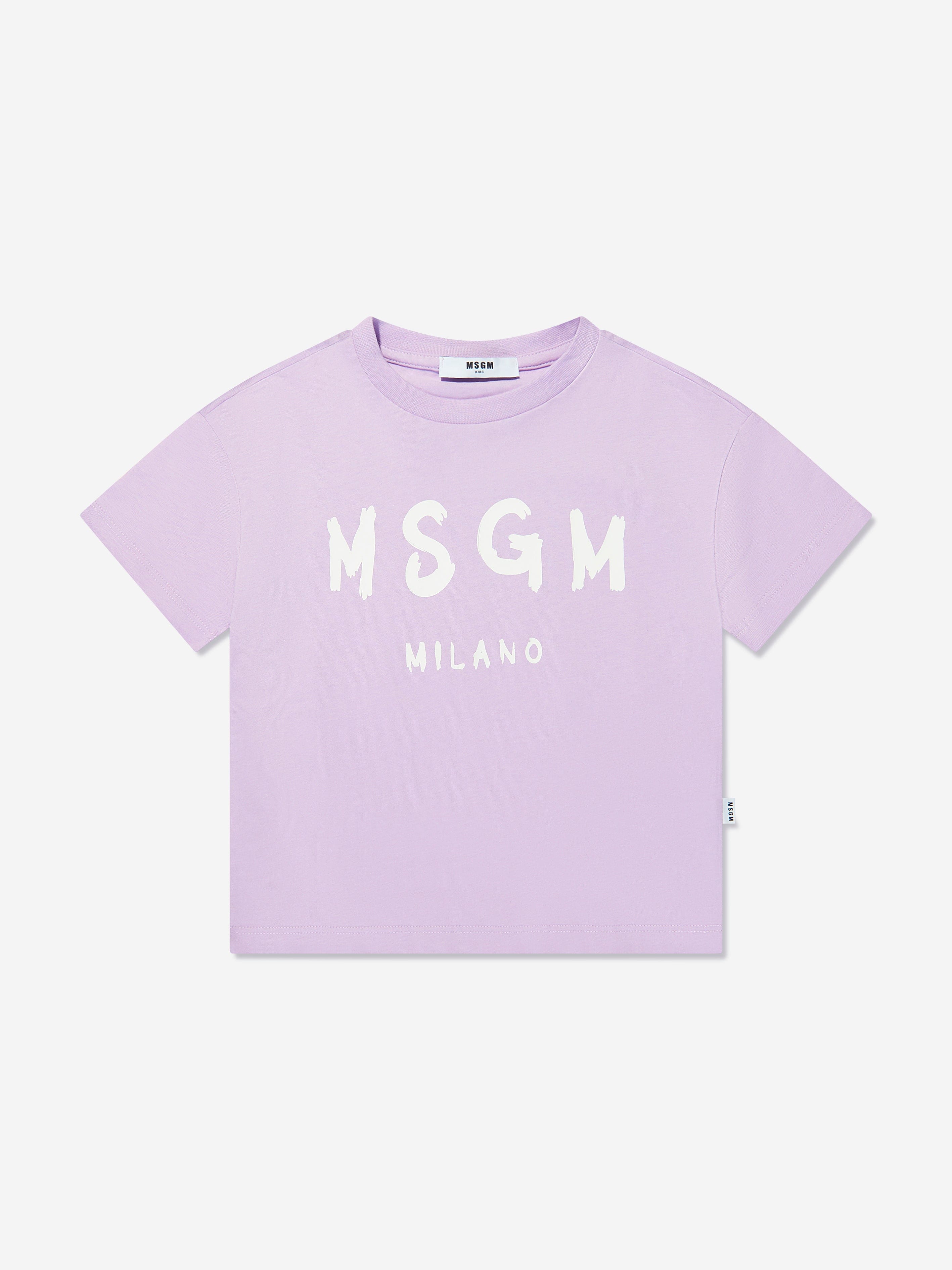 MSGM Kids Logo Print T-Shirt in Lilac