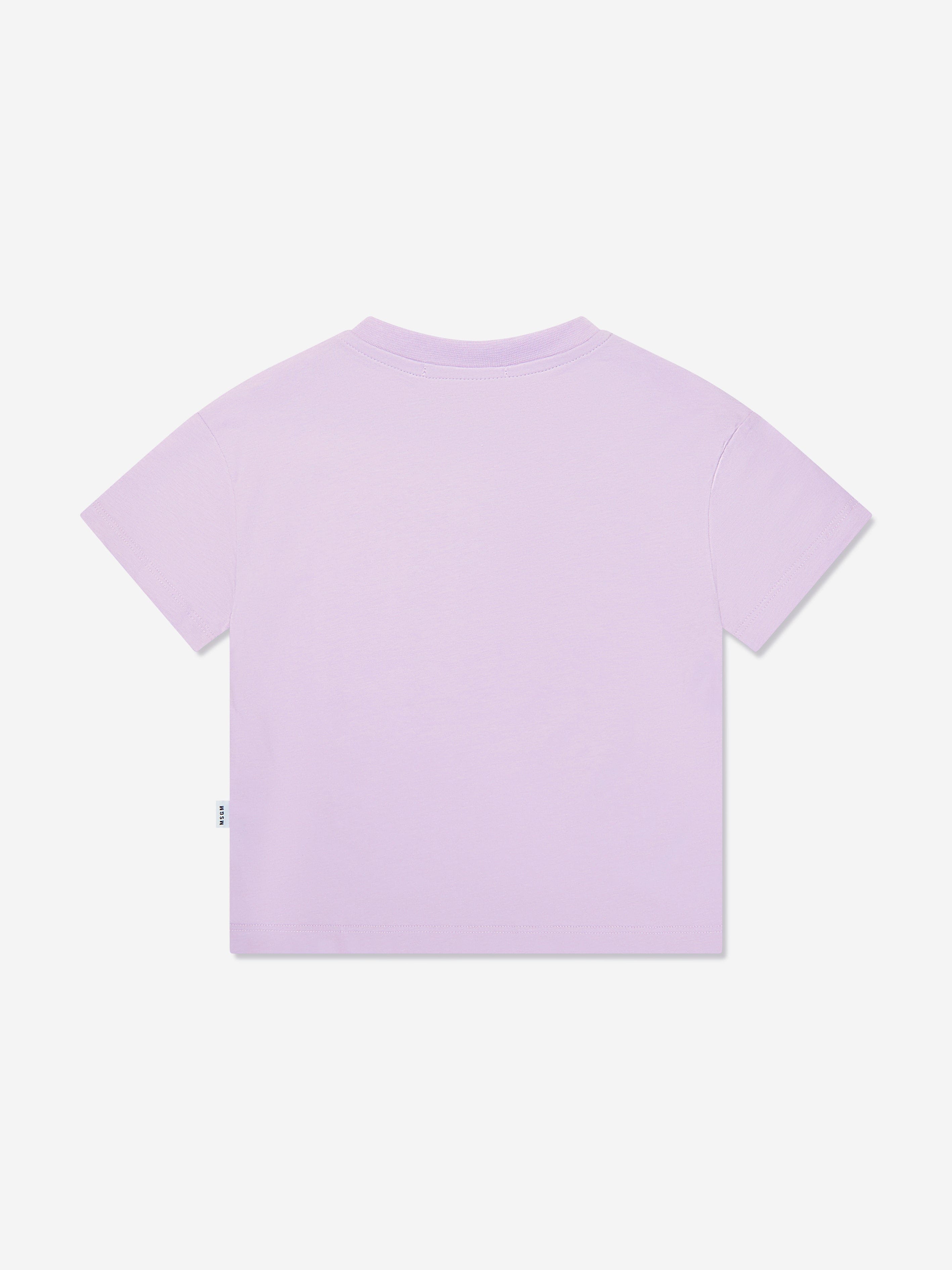 MSGM Kids Logo Print T-Shirt in Lilac