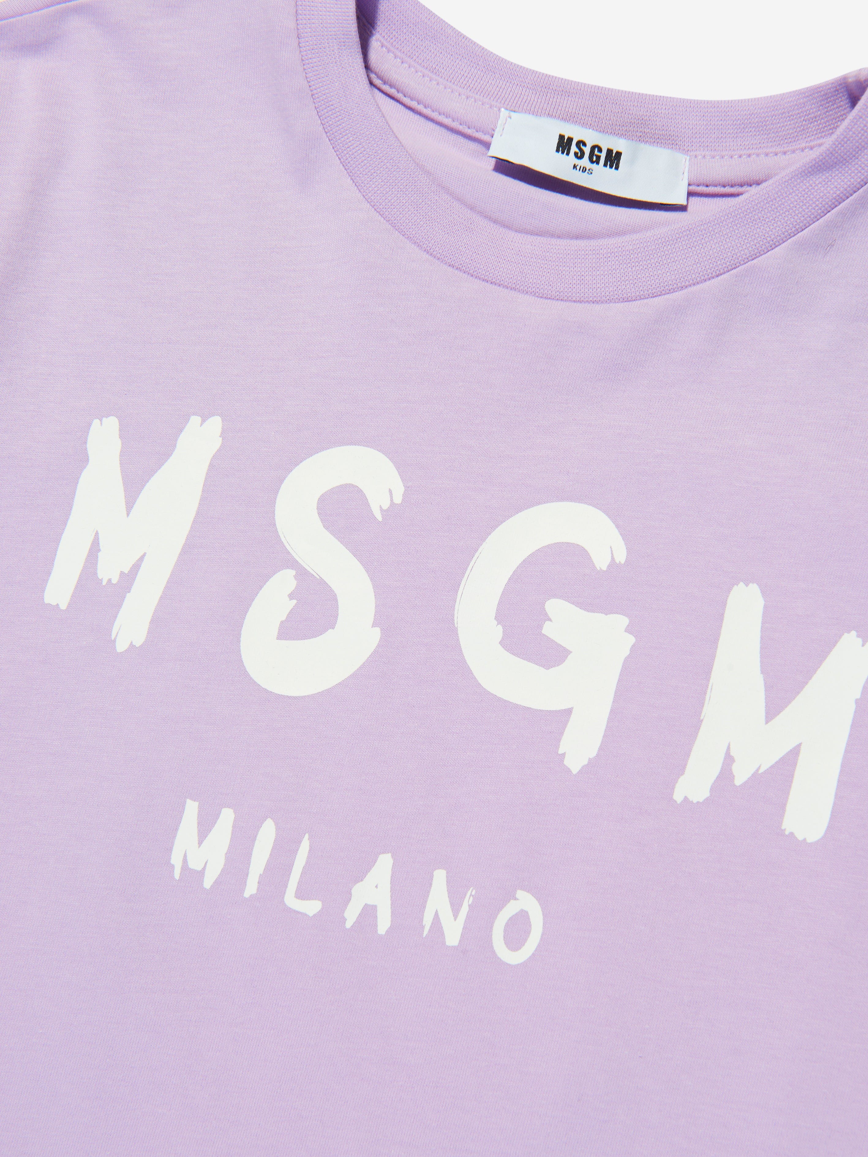 MSGM Kids Logo Print T-Shirt in Lilac