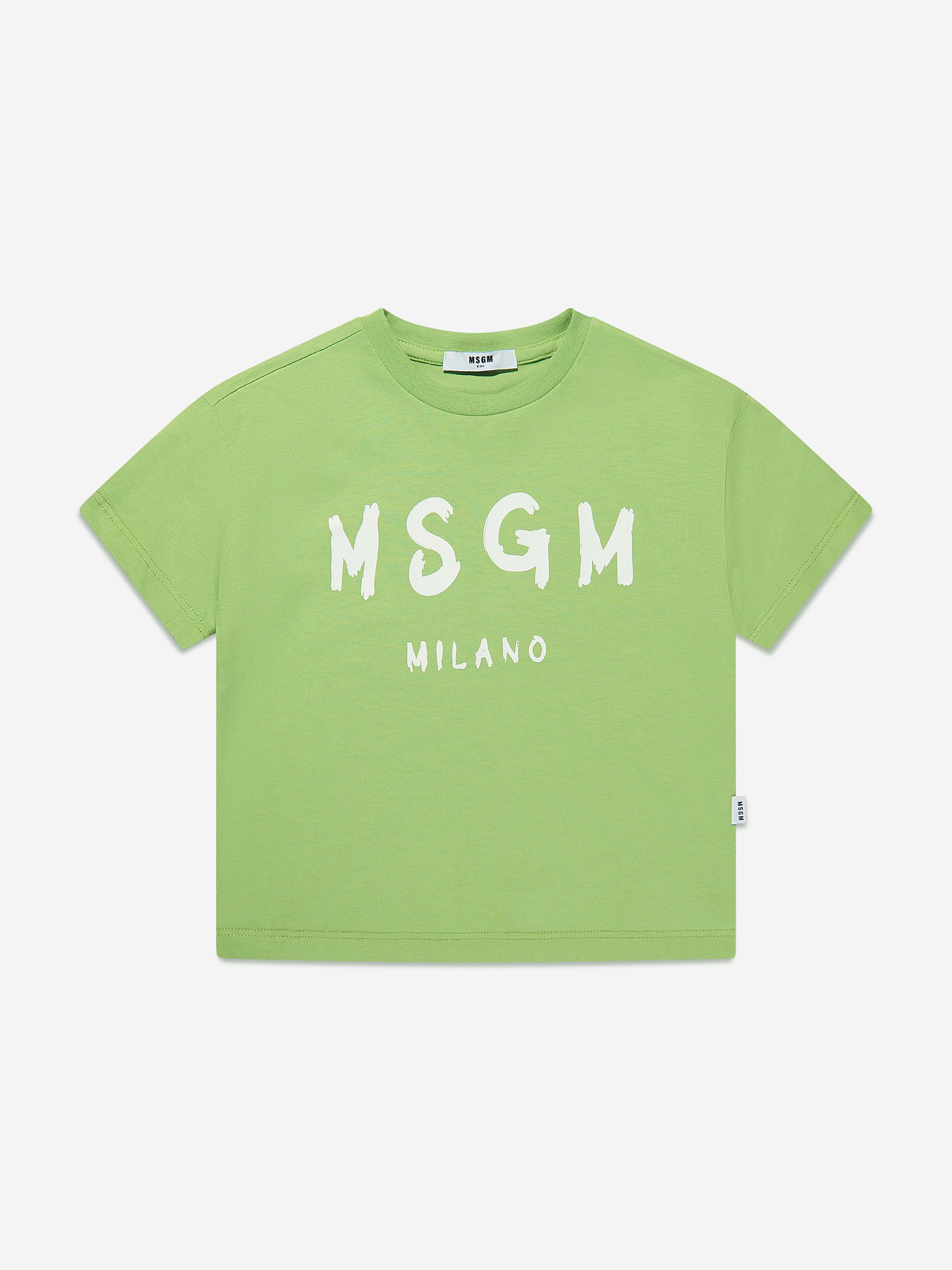 MSGM Kids Logo Print T-Shirt in Green