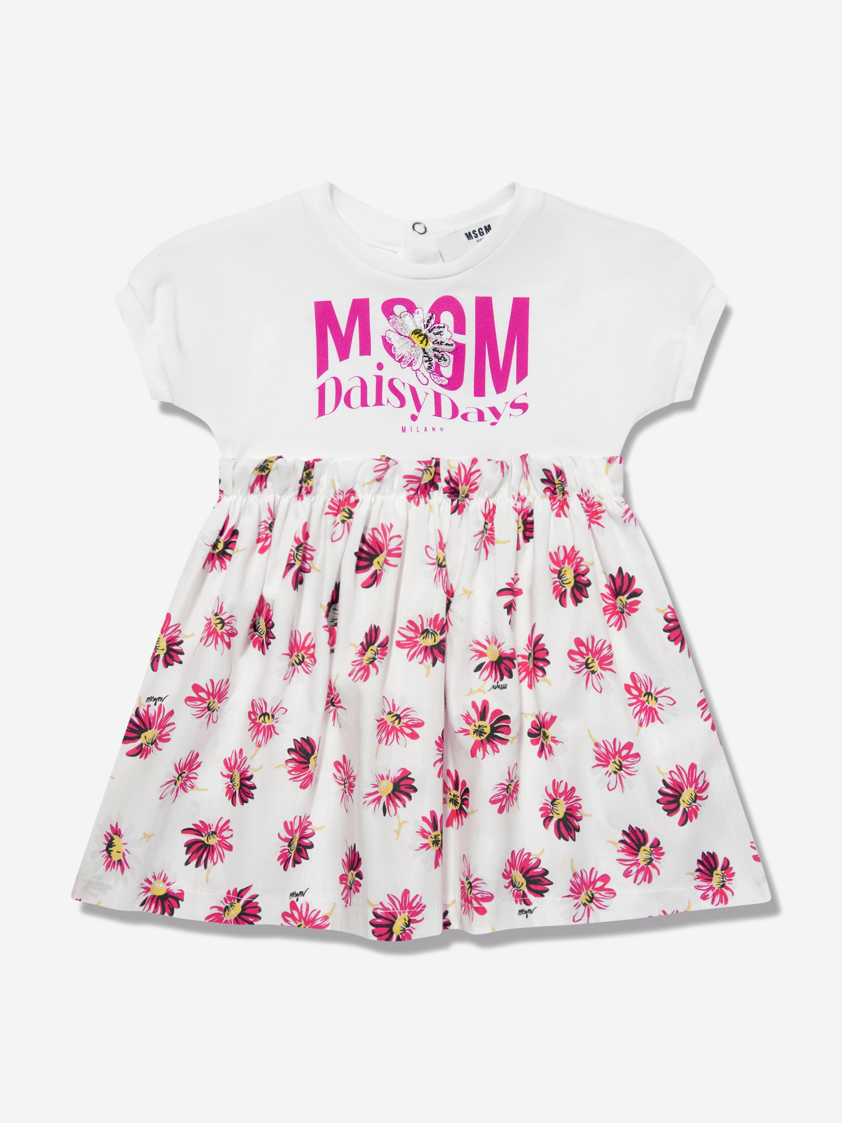 MSGM Baby Girls Daisy Print Skater Dress in White