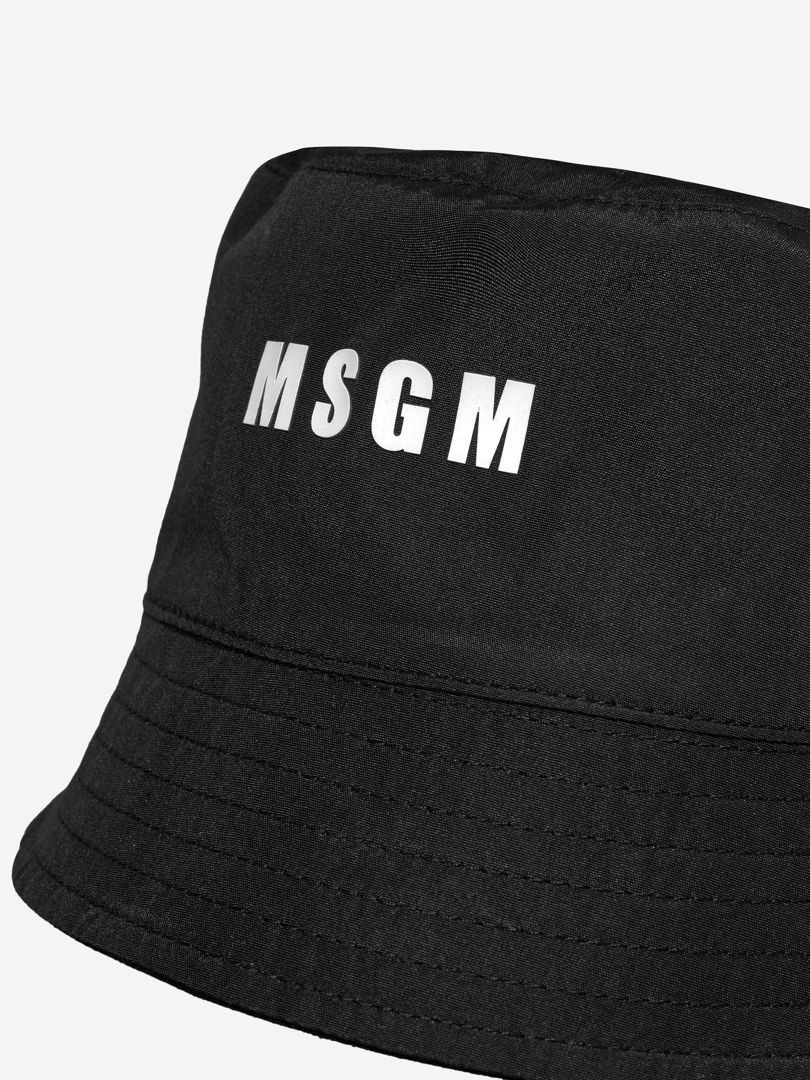 MSGM Kids Logo Bucket Hat in Black