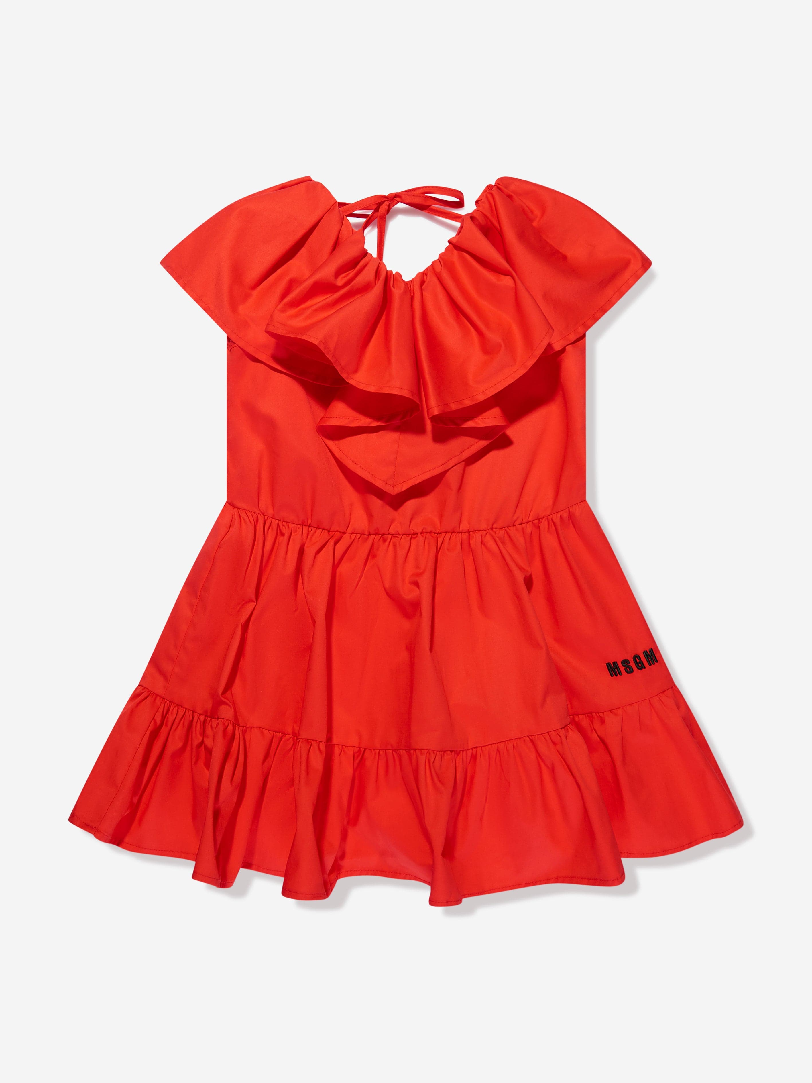 MSGM Girls Ruffle Dress in Red