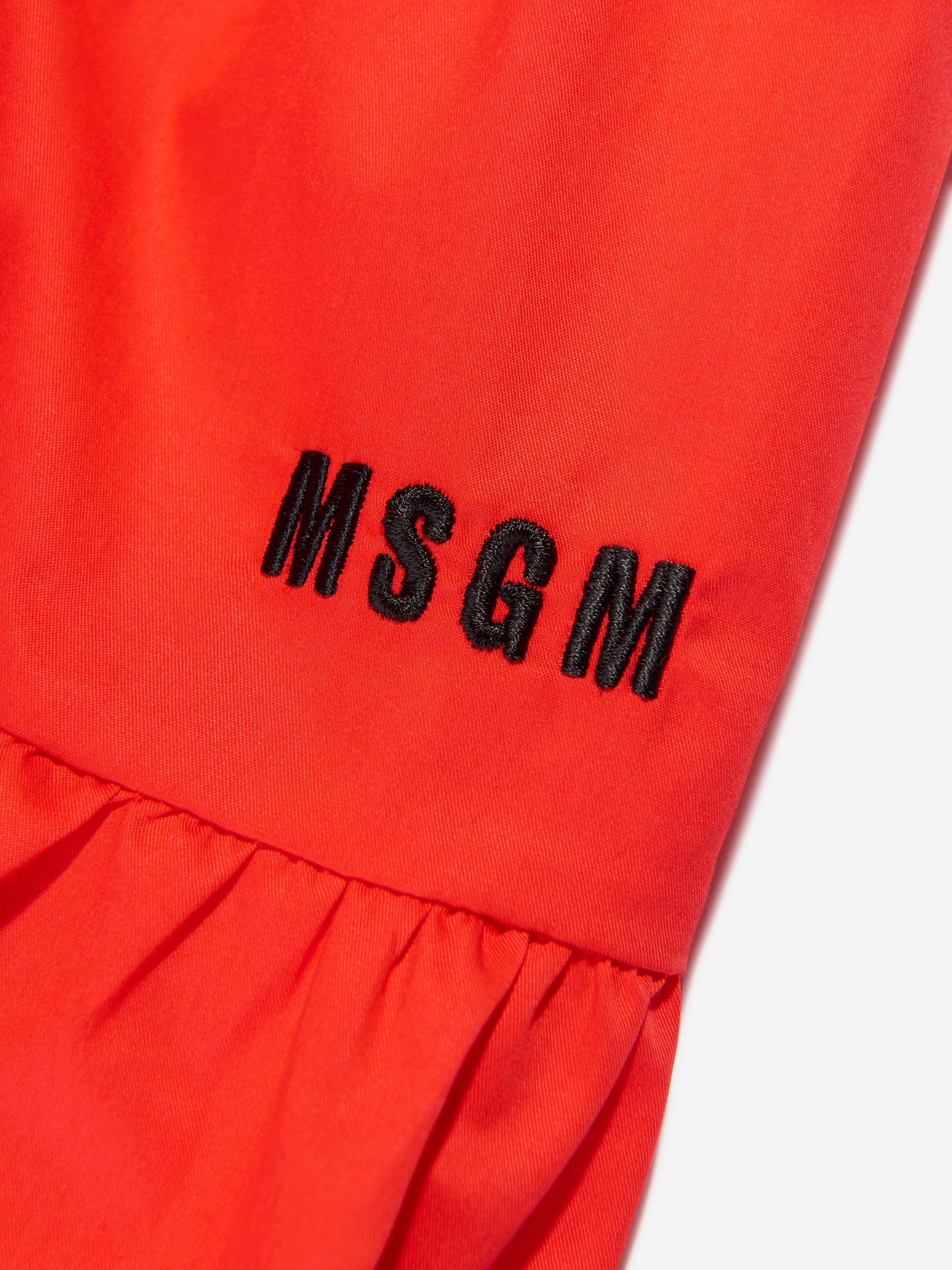 MSGM Girls Ruffle Dress in Red