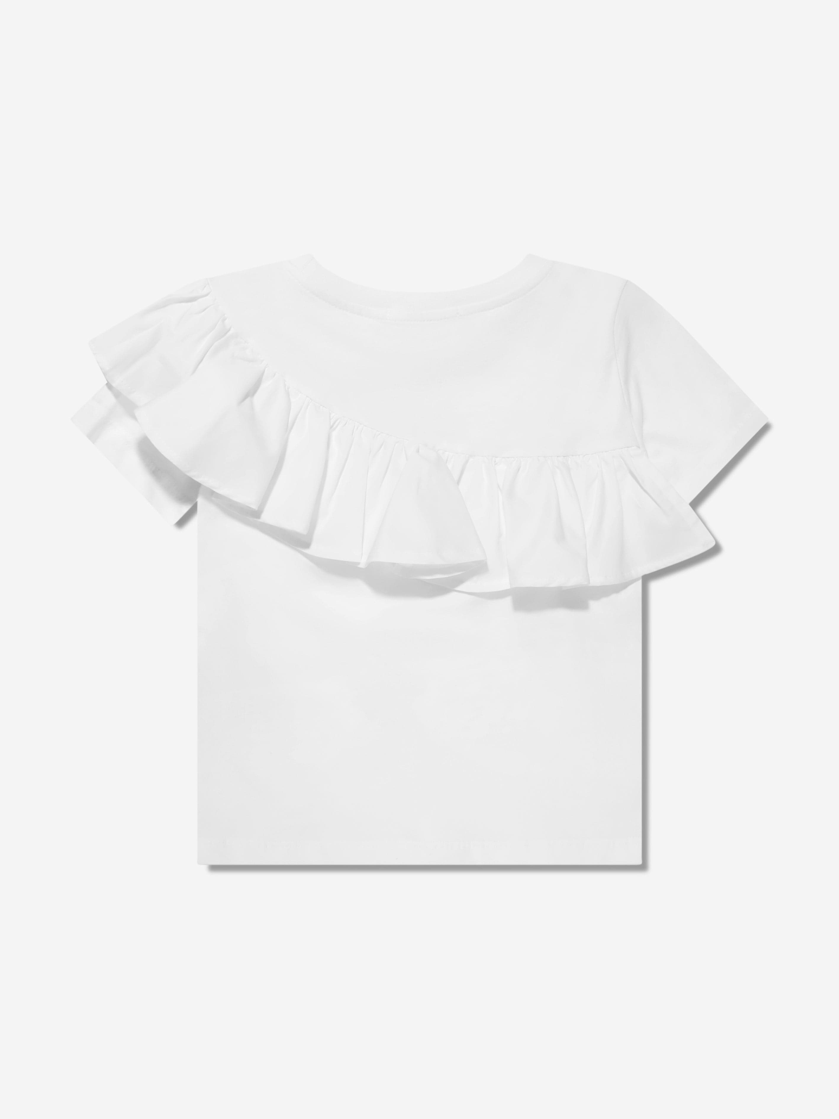 MSGM Girls Ruffle T-Shirt in White