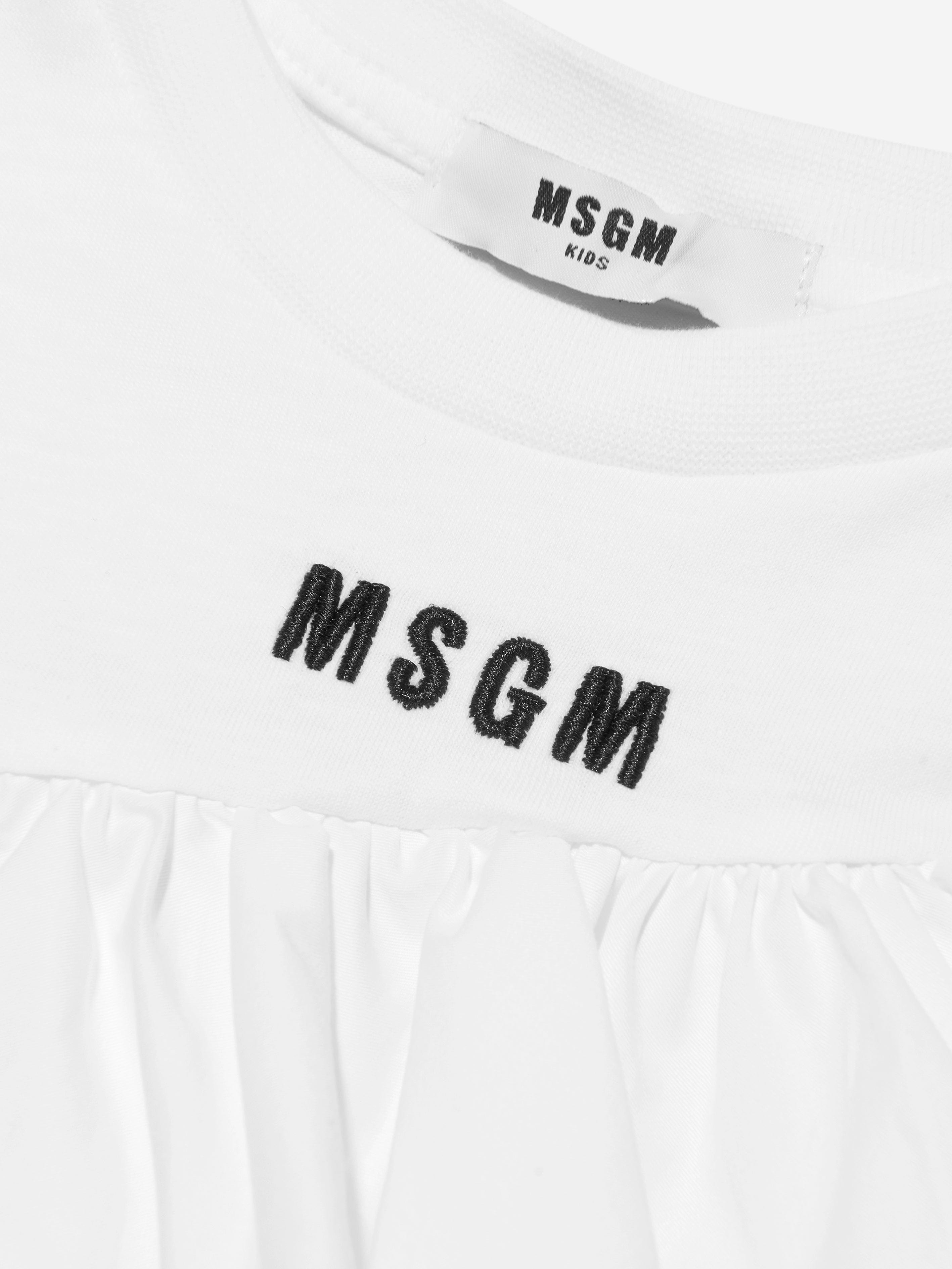 MSGM Girls Ruffle T-Shirt in White