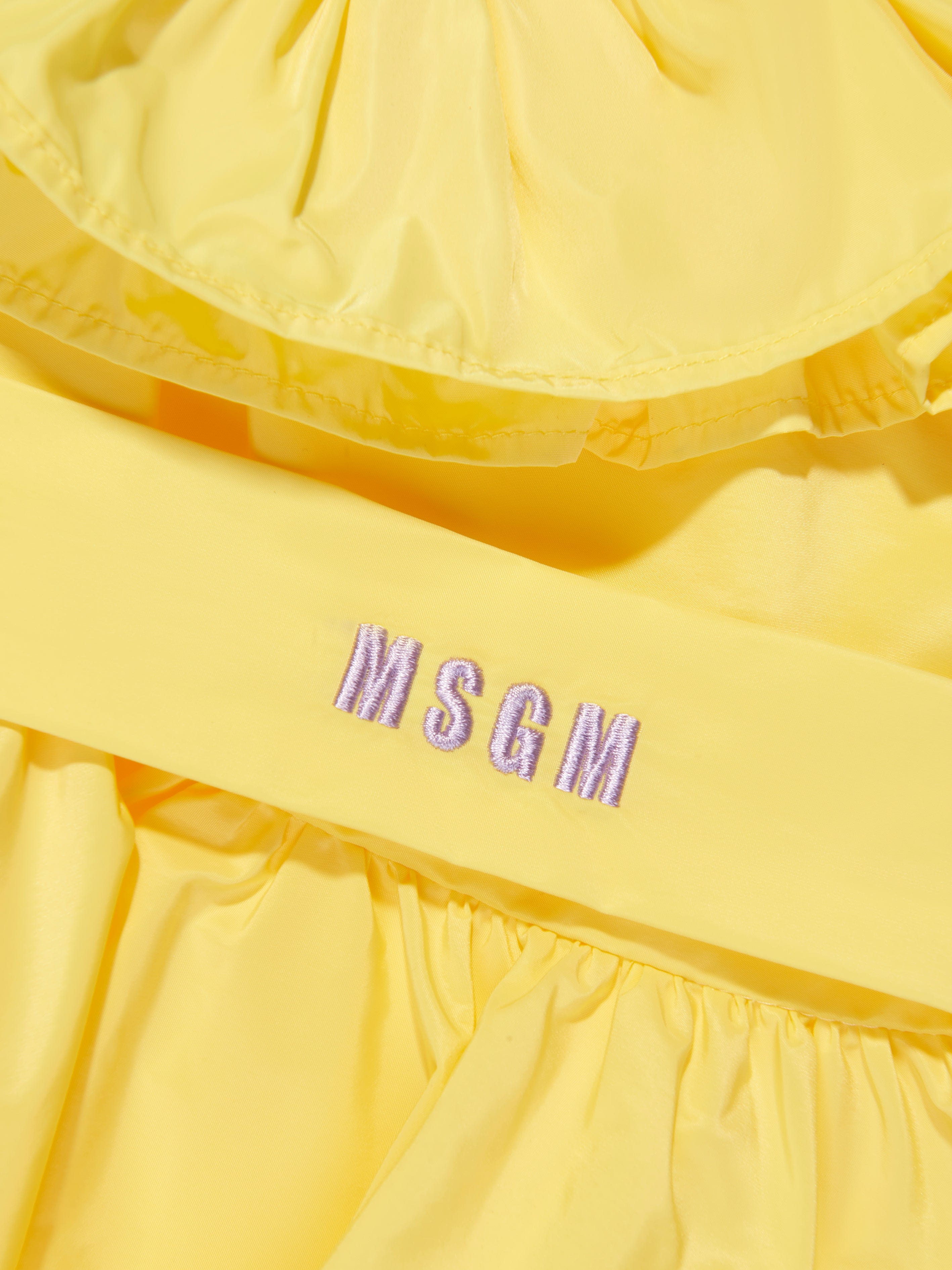 MSGM Girls Asymetrical Ruffle Dress in Yellow