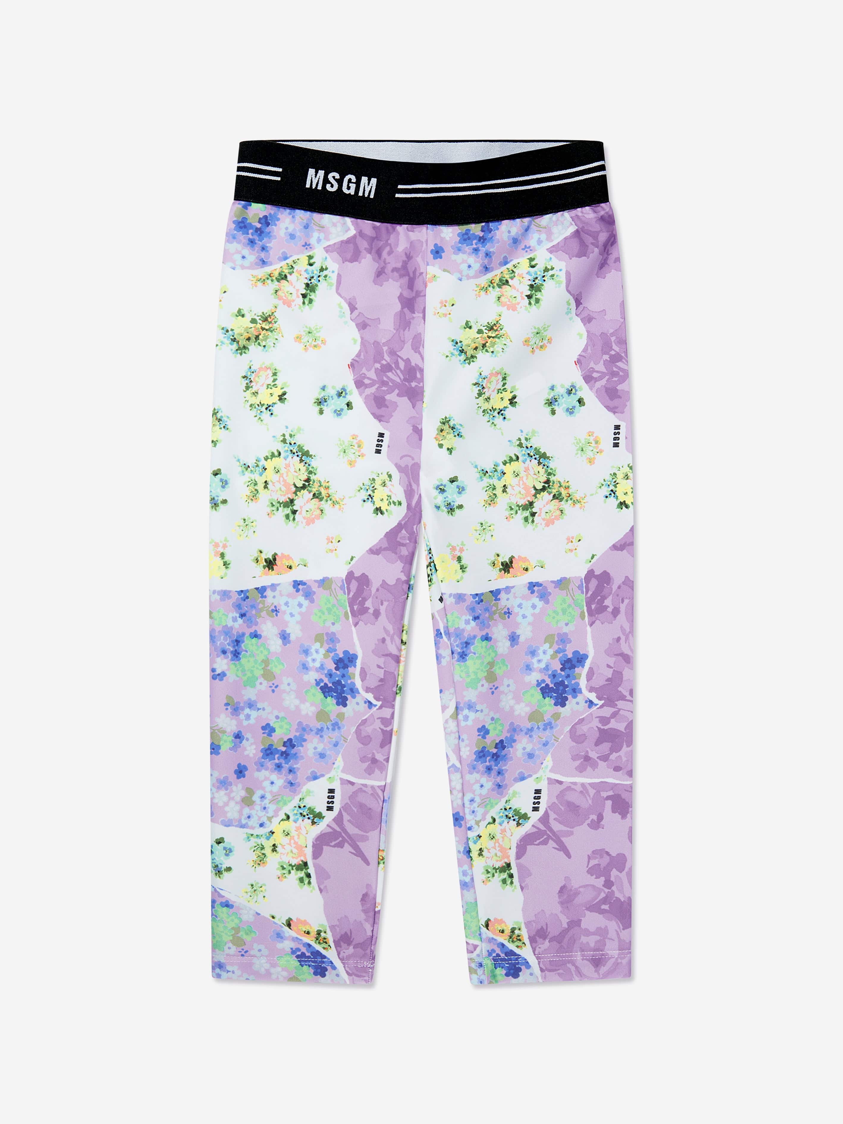 MSGM Girls Floral Leggings in Multicolour