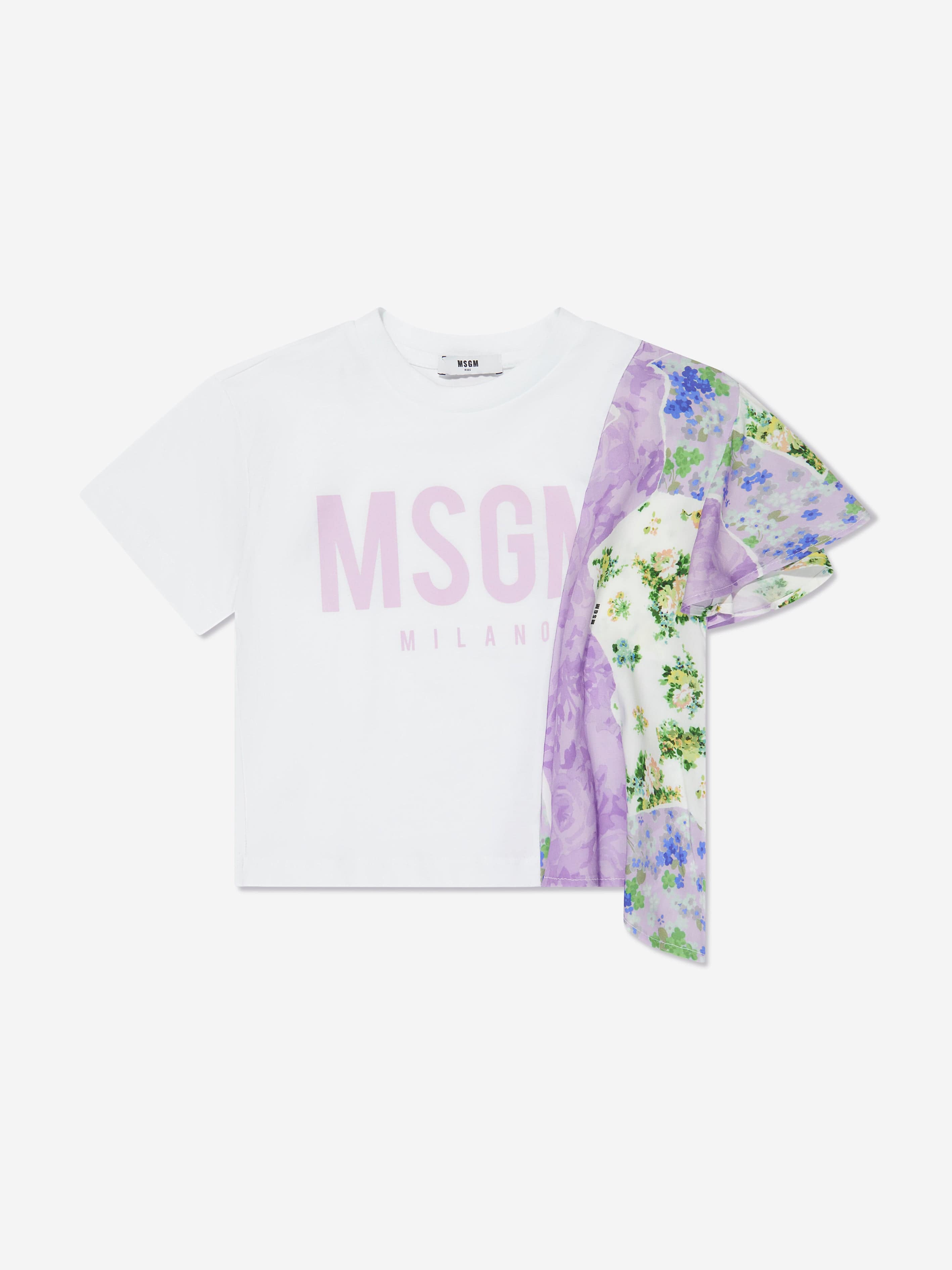 MSGM Girls Jersey And Satin T-Shirt in Multicolour