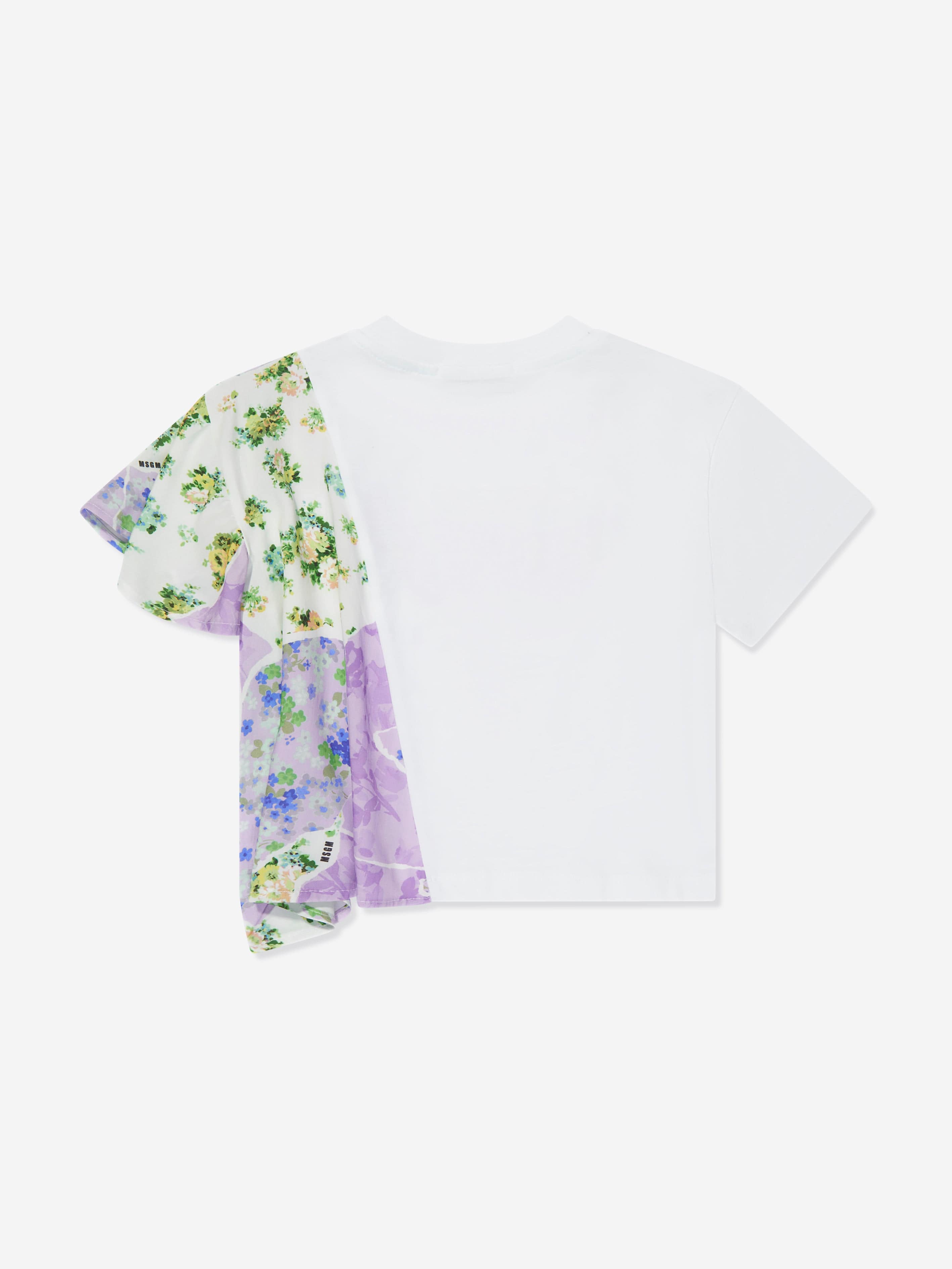 MSGM Girls Jersey And Satin T-Shirt in Multicolour