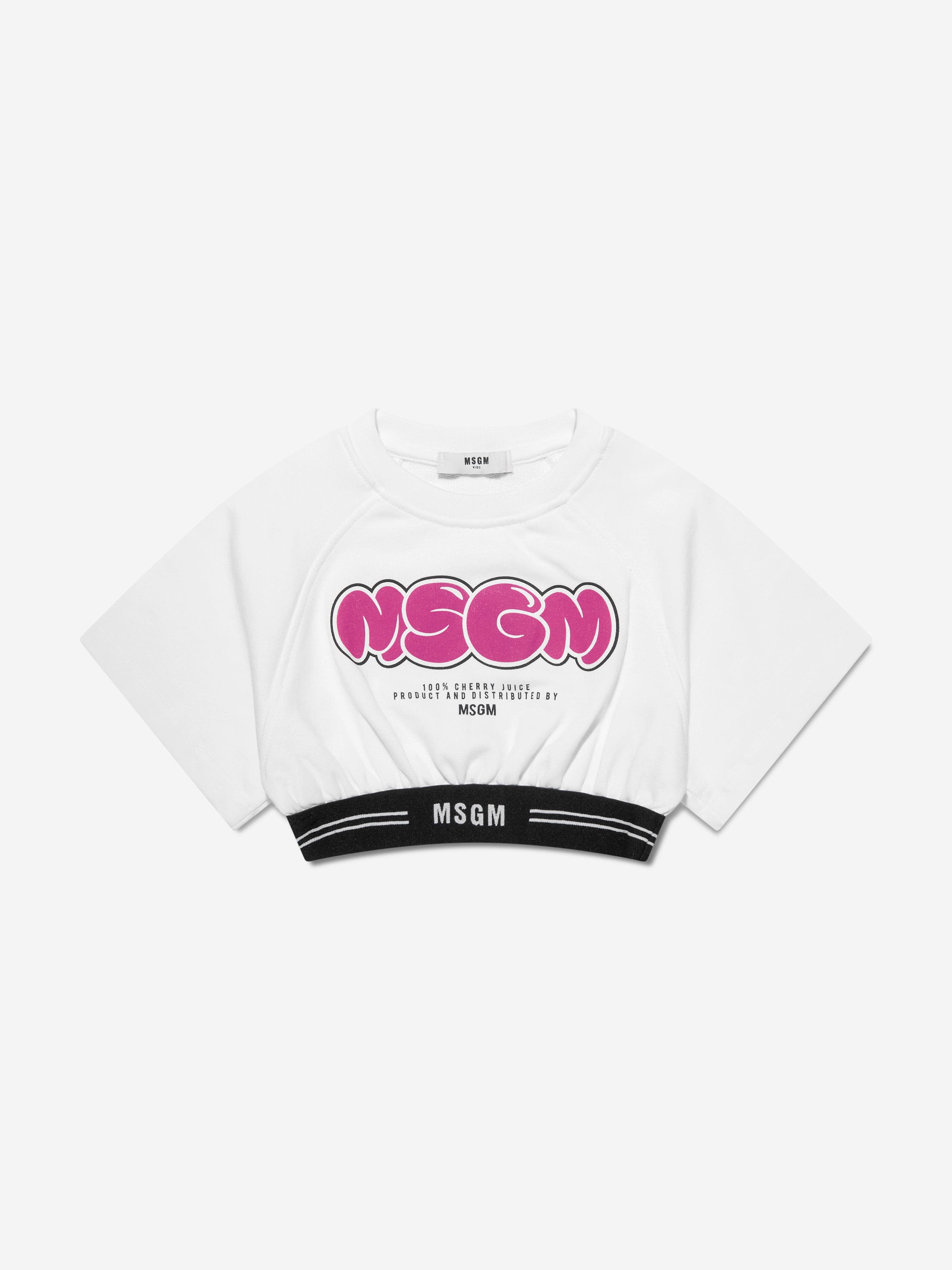 MSGM Girls Cropped Logo Sweatshirt in White