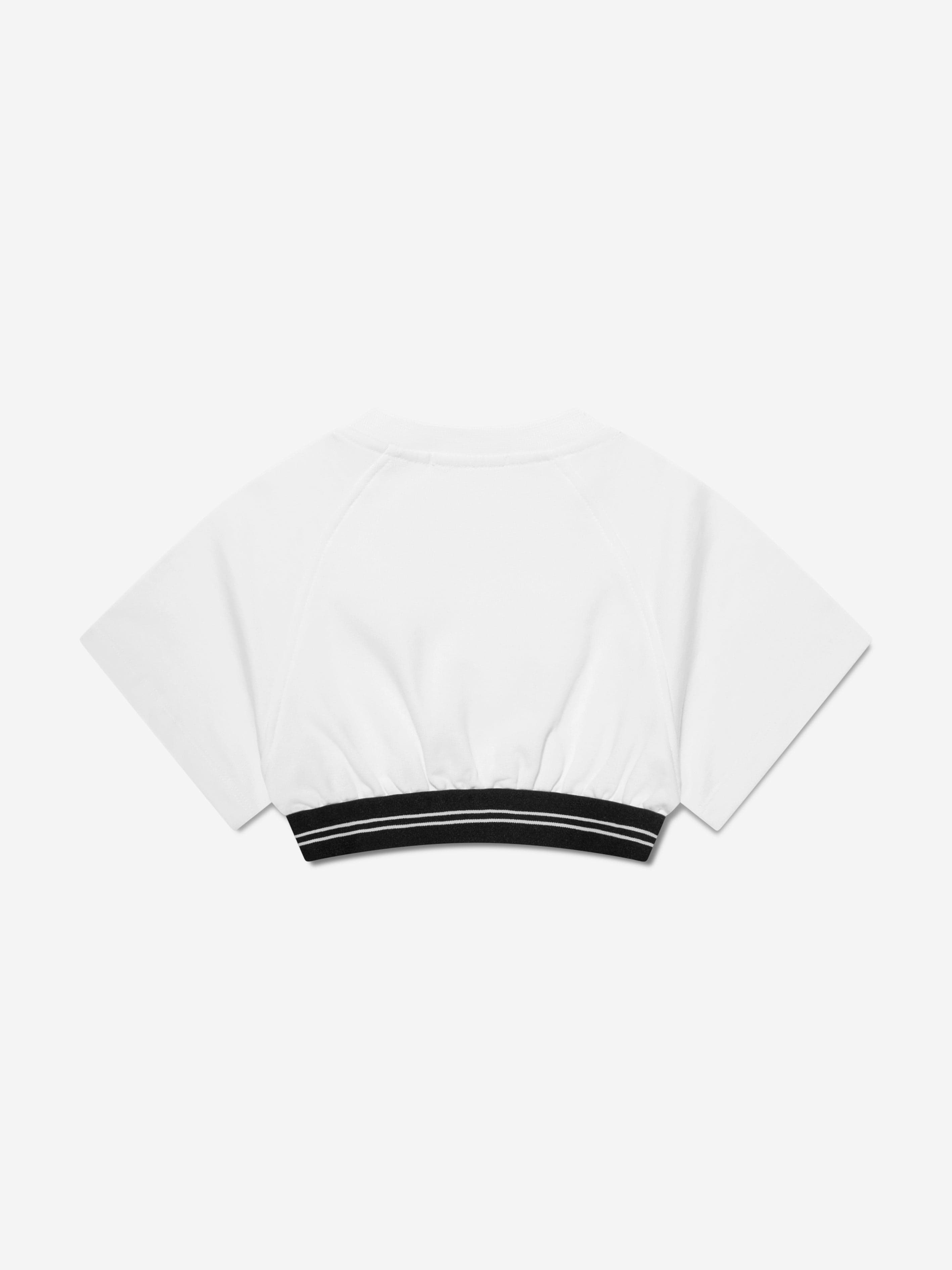 MSGM Girls Cropped Logo Sweatshirt in White