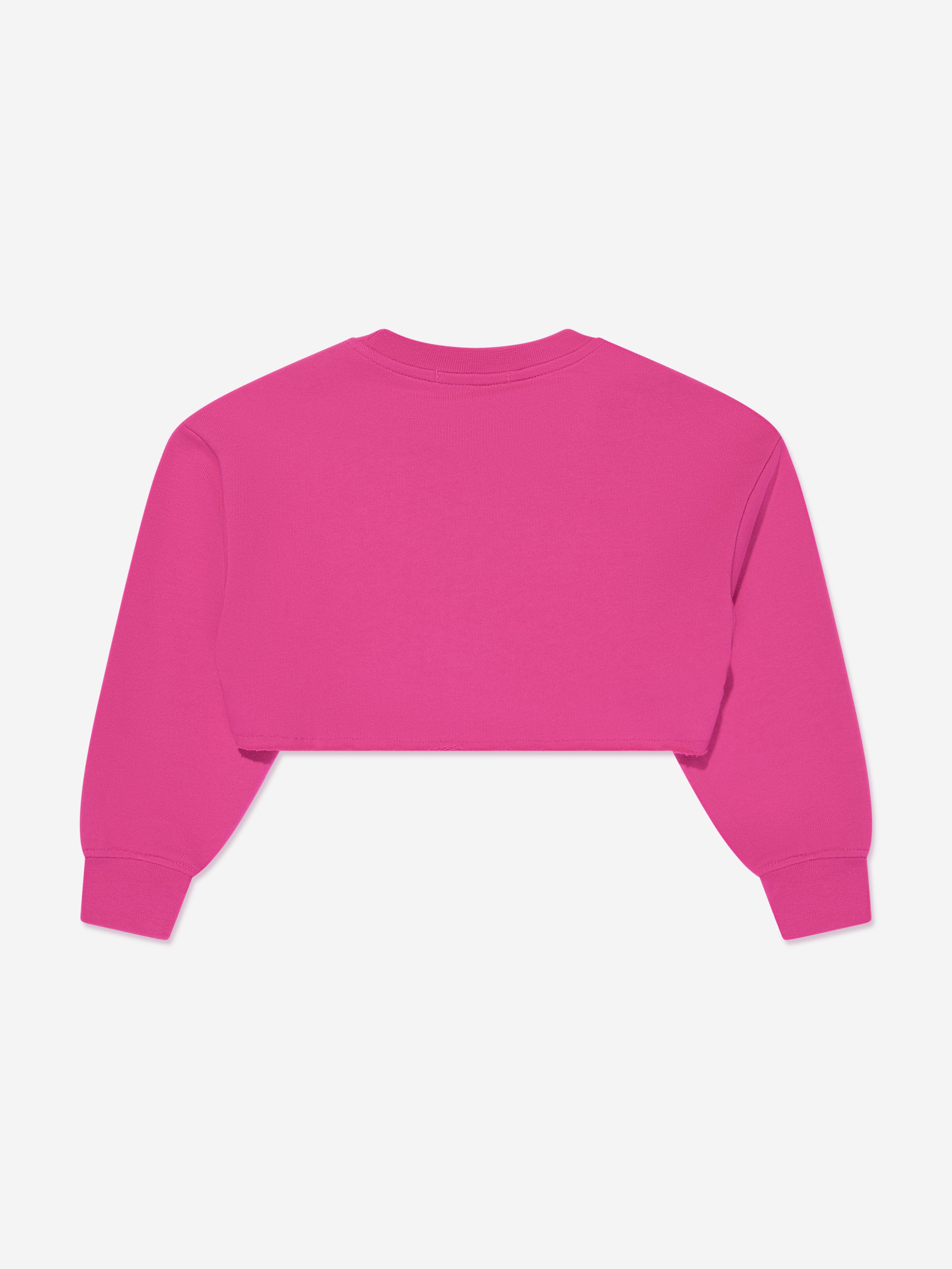 MSGM Girls Cropped Logo Sweatshirt in Pink