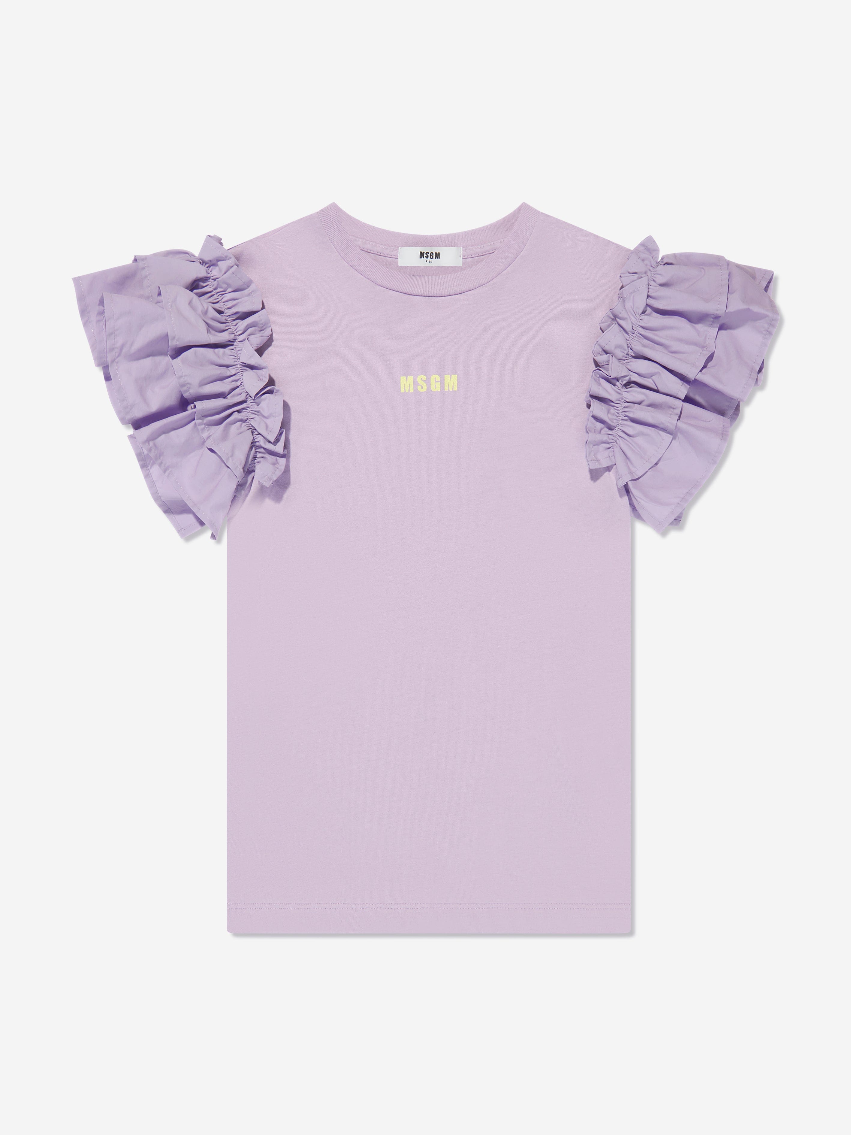 MSGM Girls Ruffle Sleeve T-Shirt Dress in Lilac