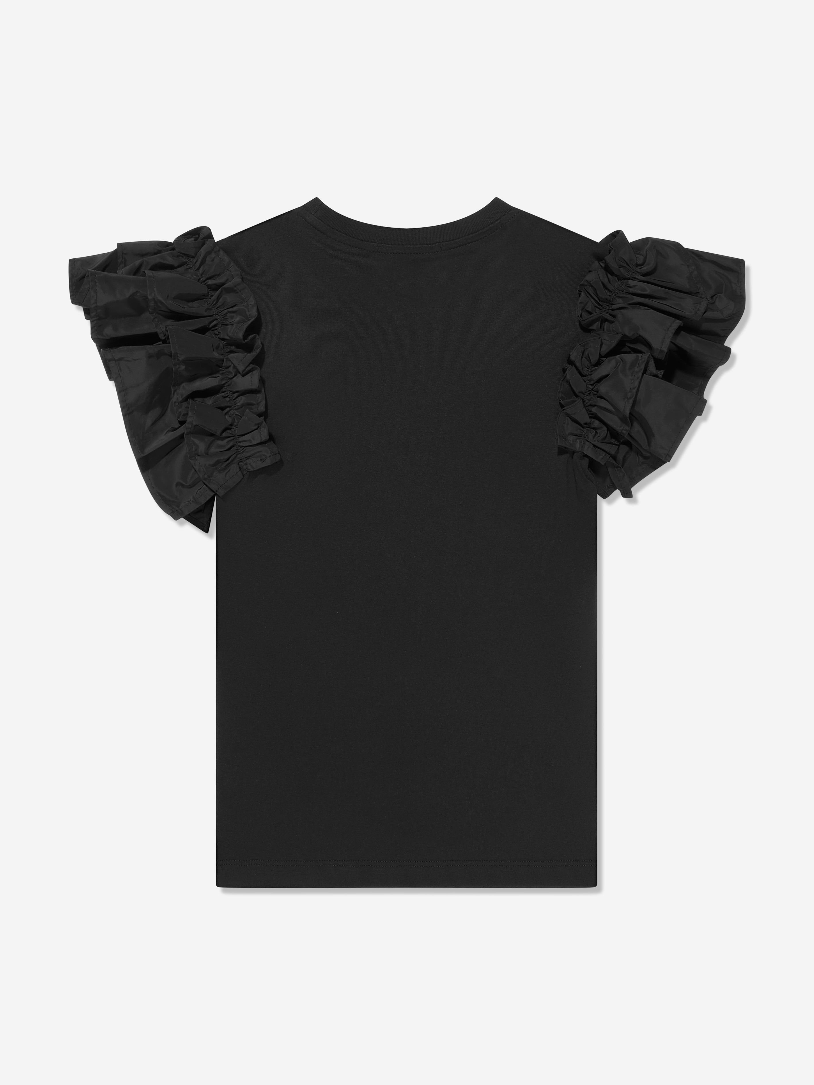 MSGM Girls Ruffle Sleeve T-Shirt Dress in Black