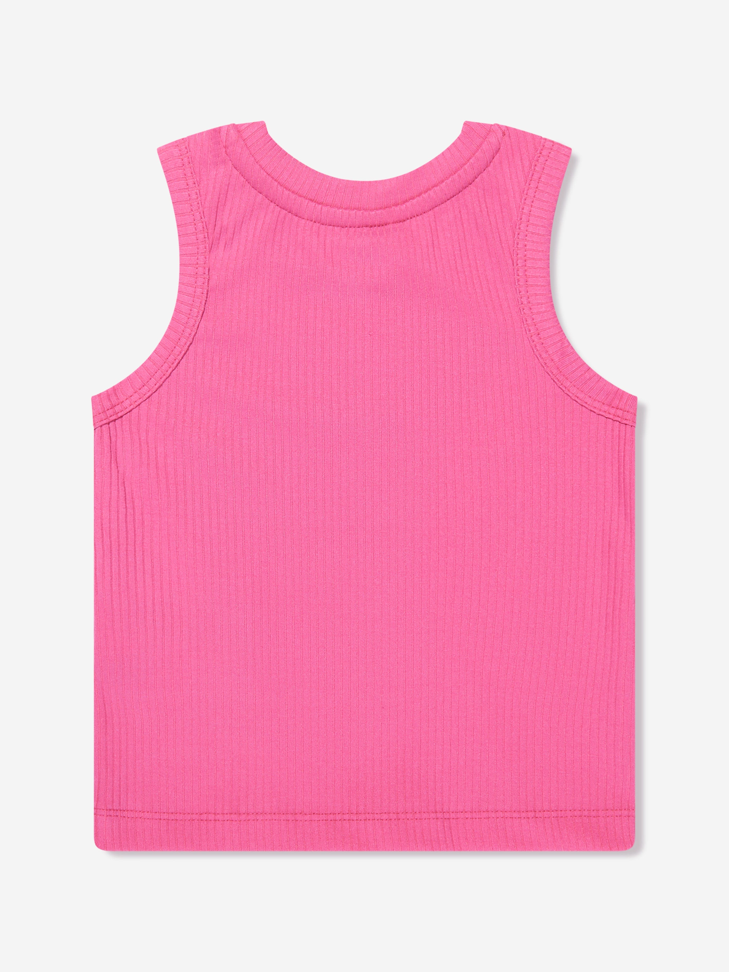 MSGM Girls Ribbed Tank Top in Pink