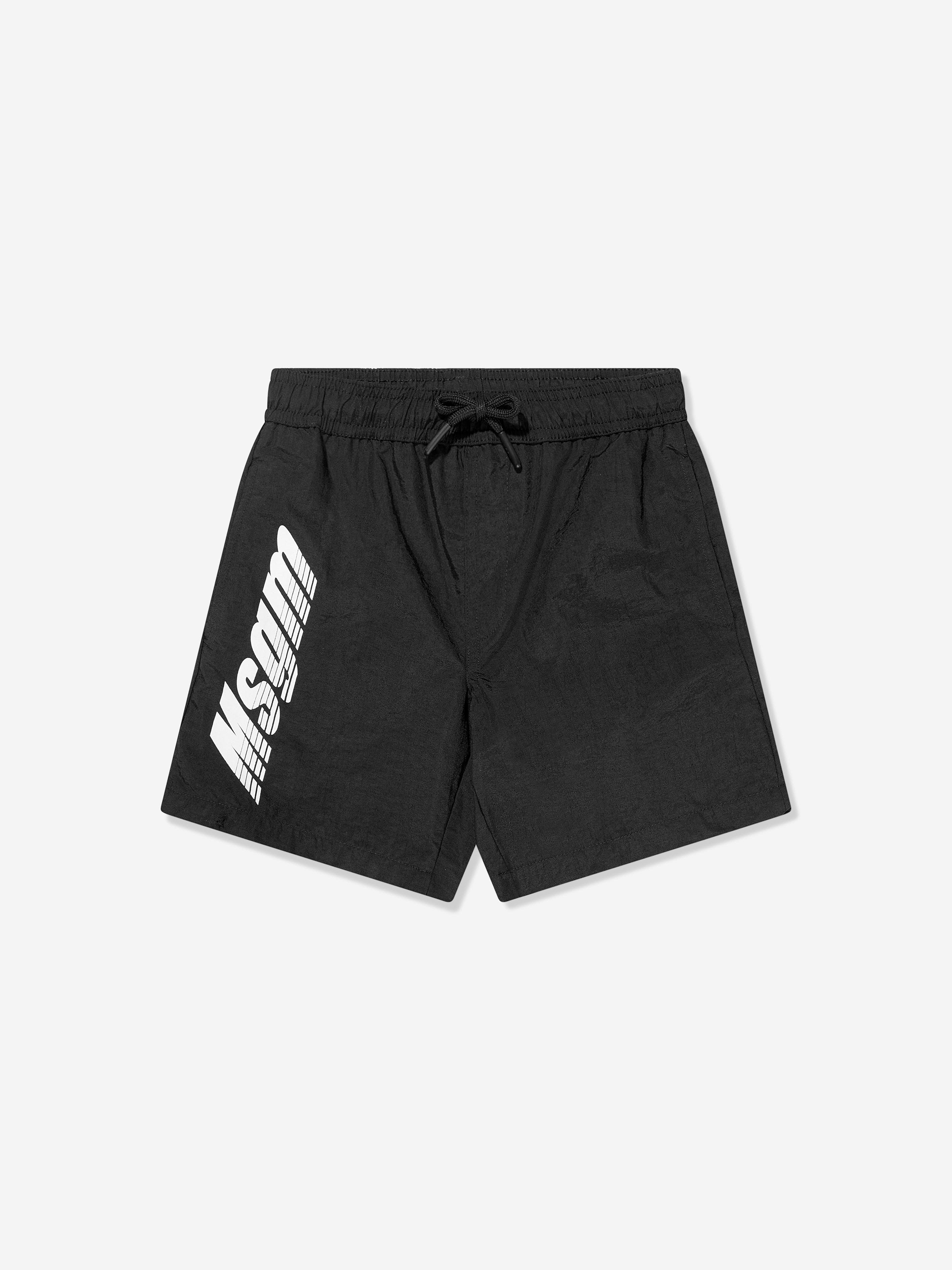 MSGM Boys Logo Swim Shorts in Black