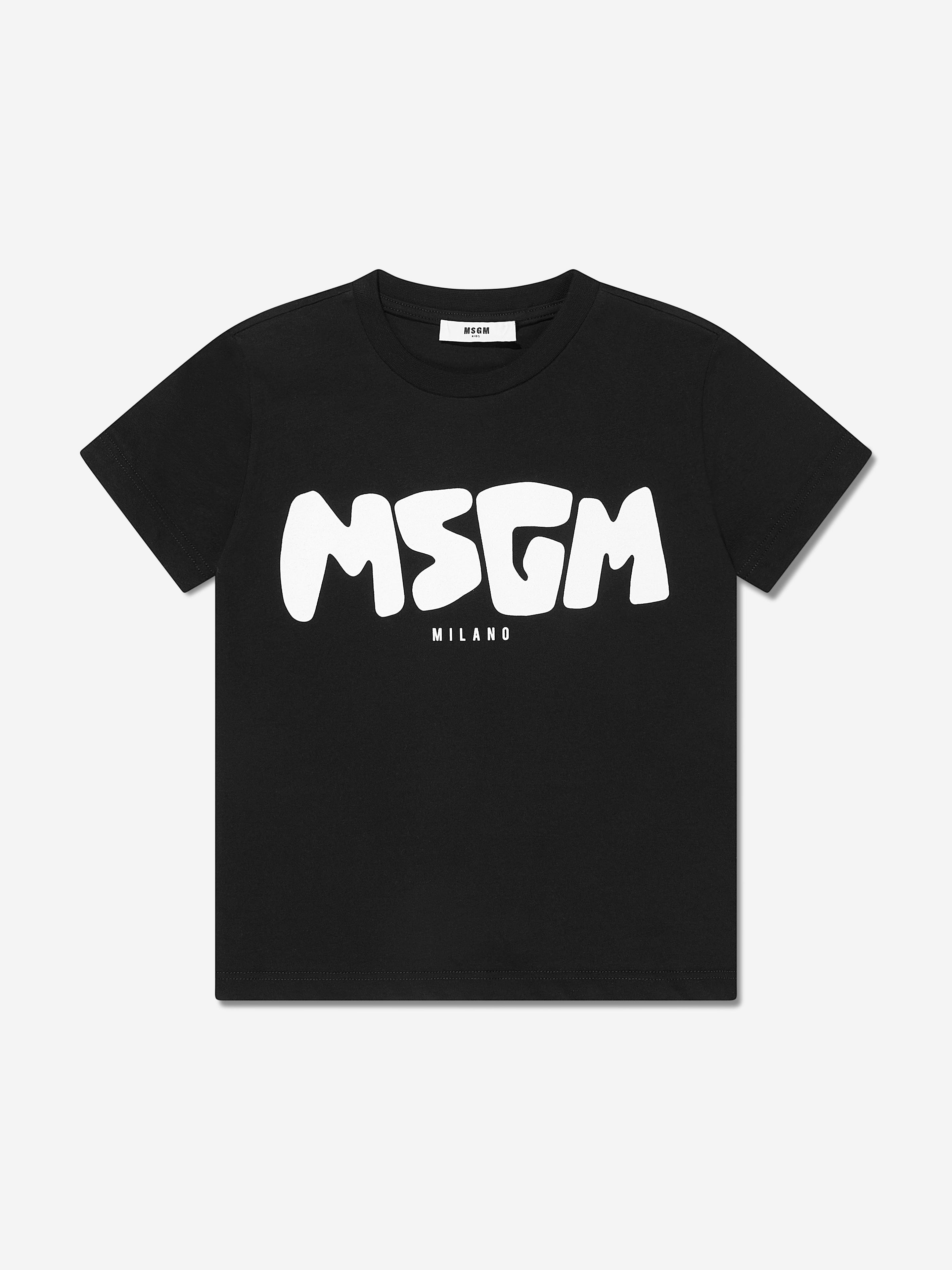 MSGM Kids Logo Print T-Shirt in Black