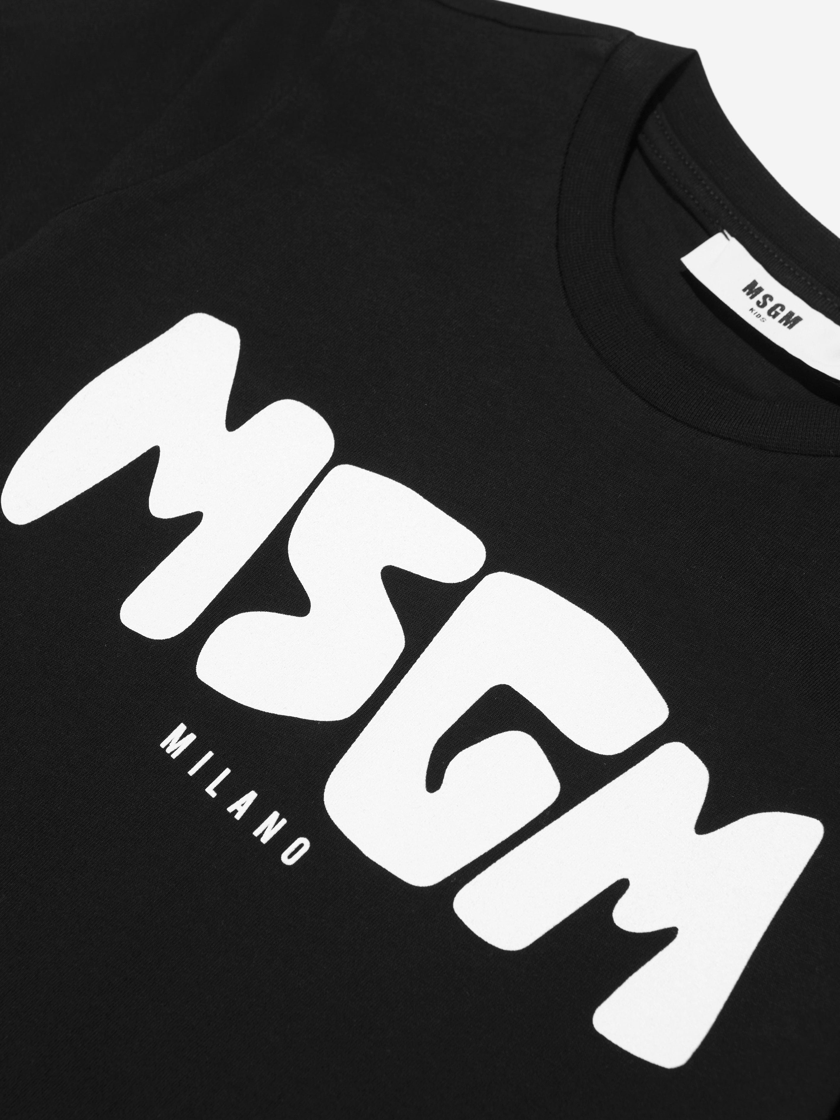 MSGM Kids Logo Print T-Shirt in Black