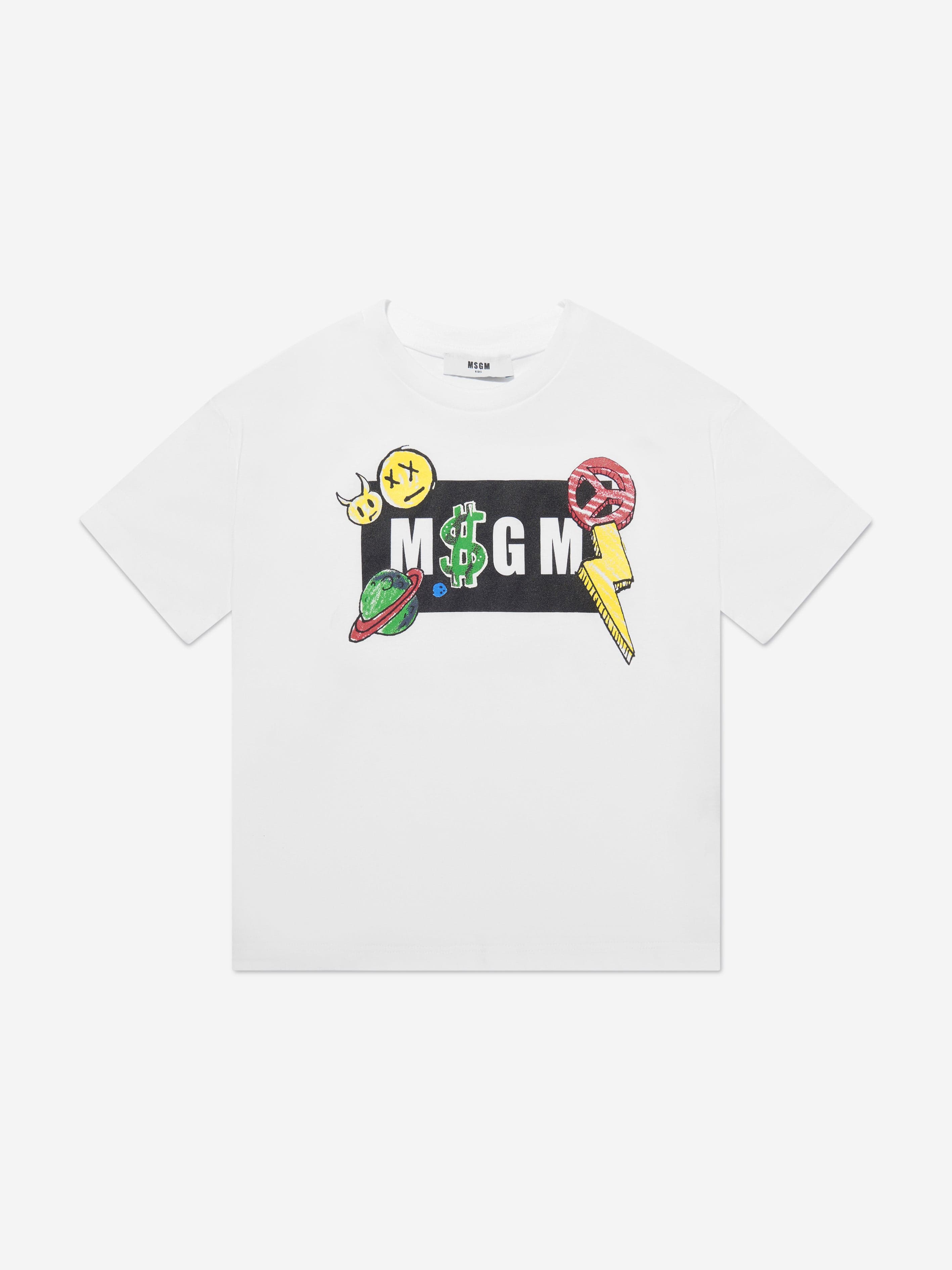 MSGM Kids Logo Print T-Shirt in White