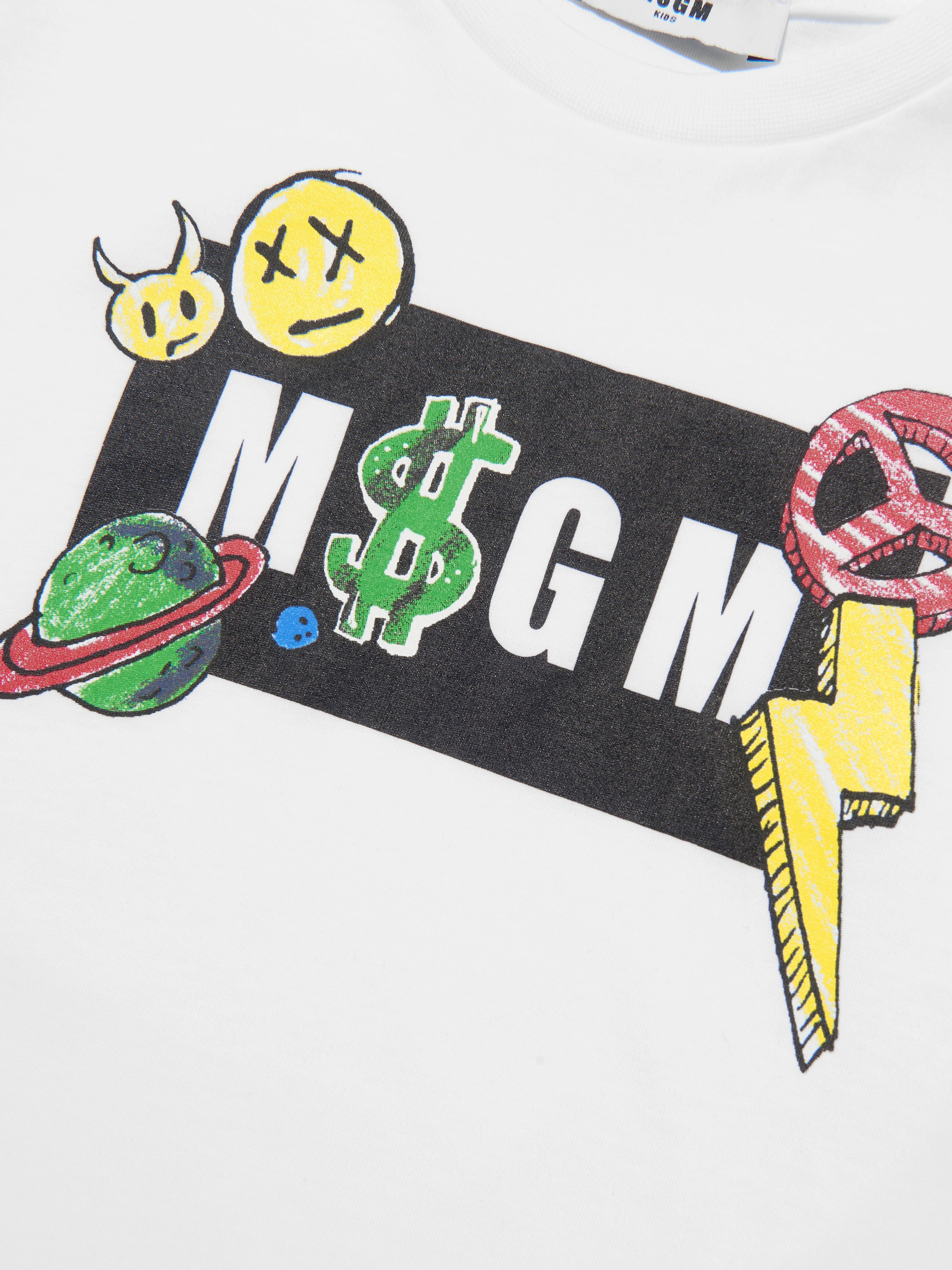 MSGM Kids Logo Print T-Shirt in White