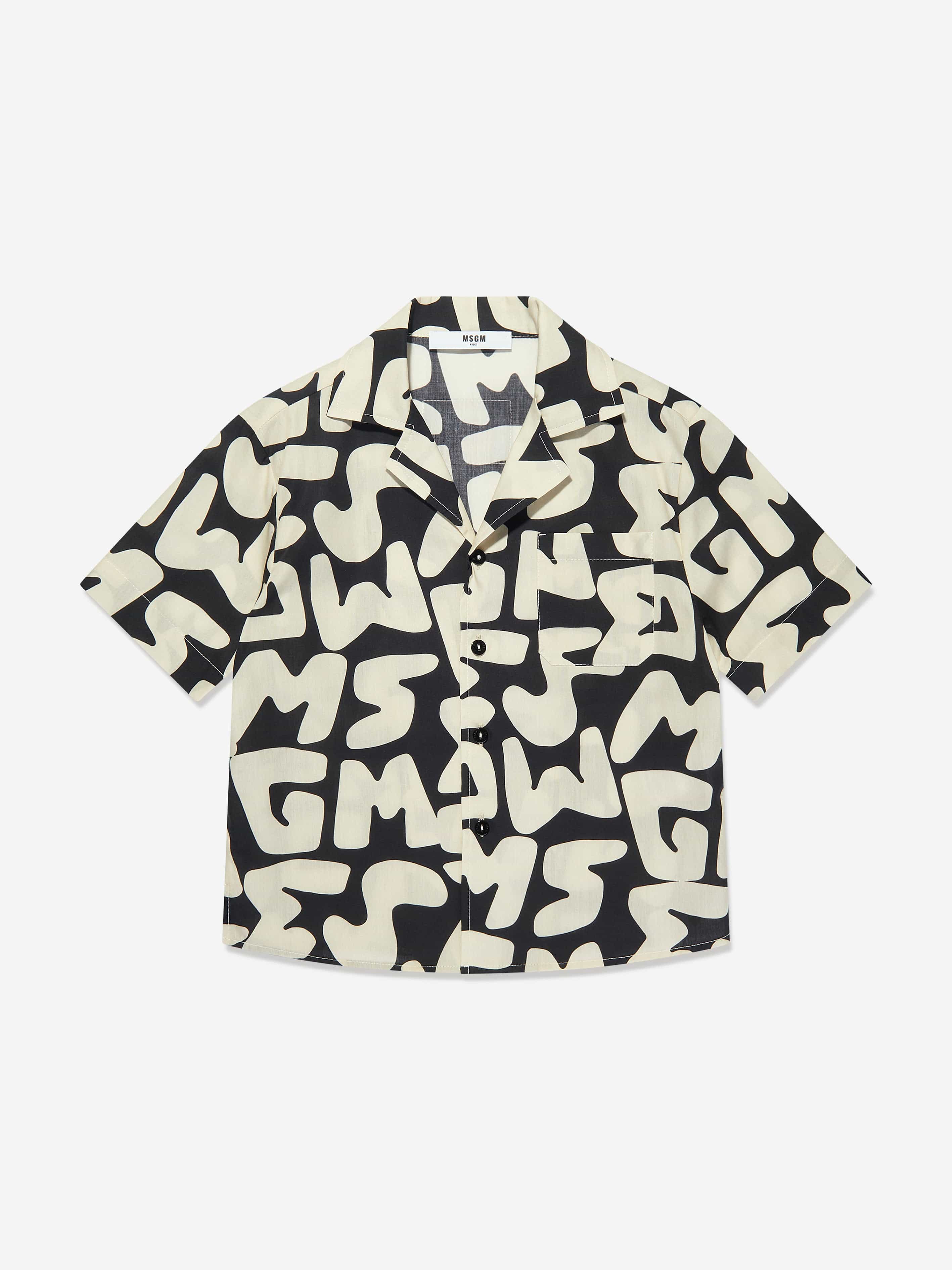 MSGM Boys Short Sleeve Logo Shirt in Black