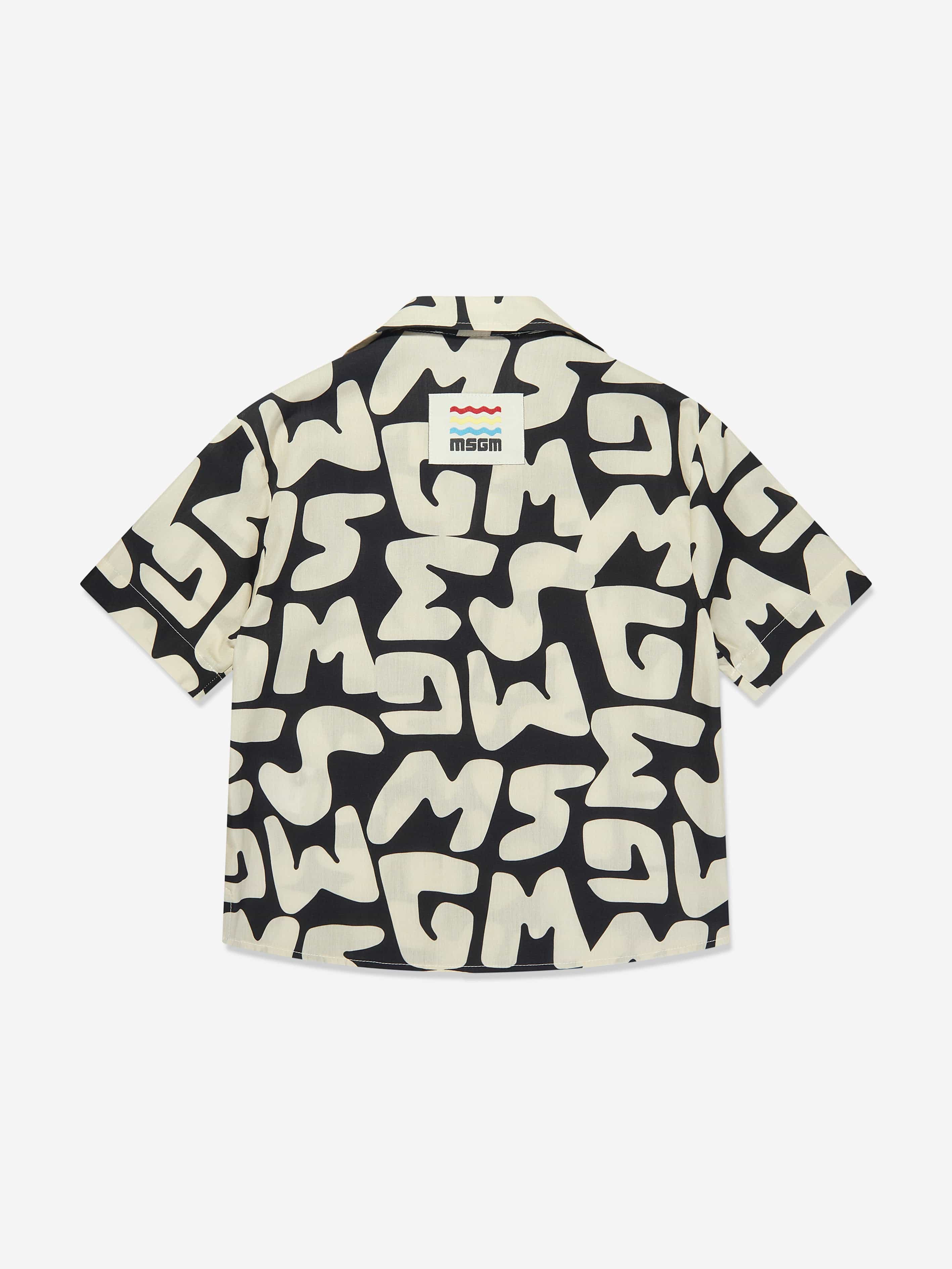 MSGM Boys Short Sleeve Logo Shirt in Black