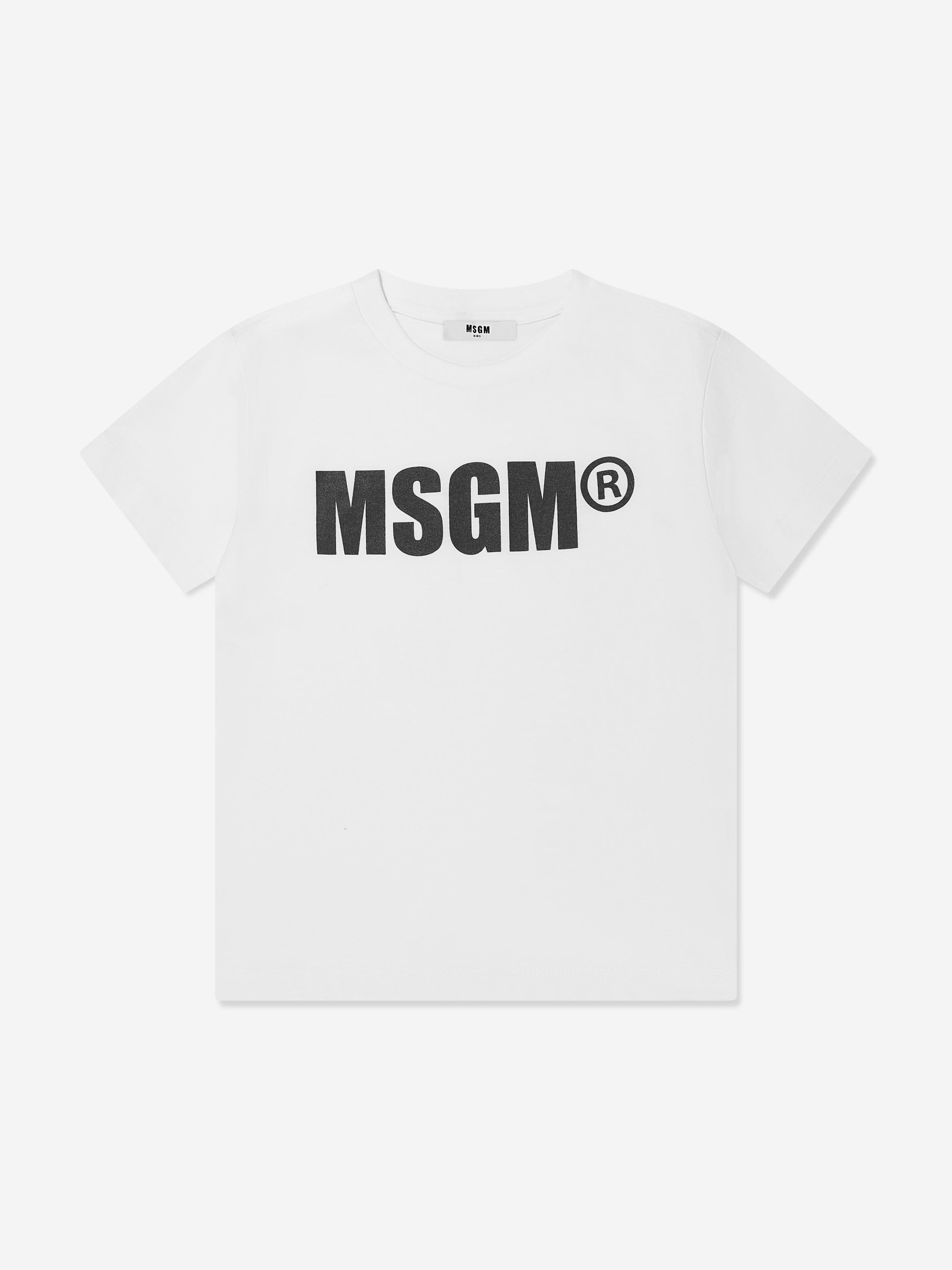 MSGM Kids Logo Print T-Shirt in White