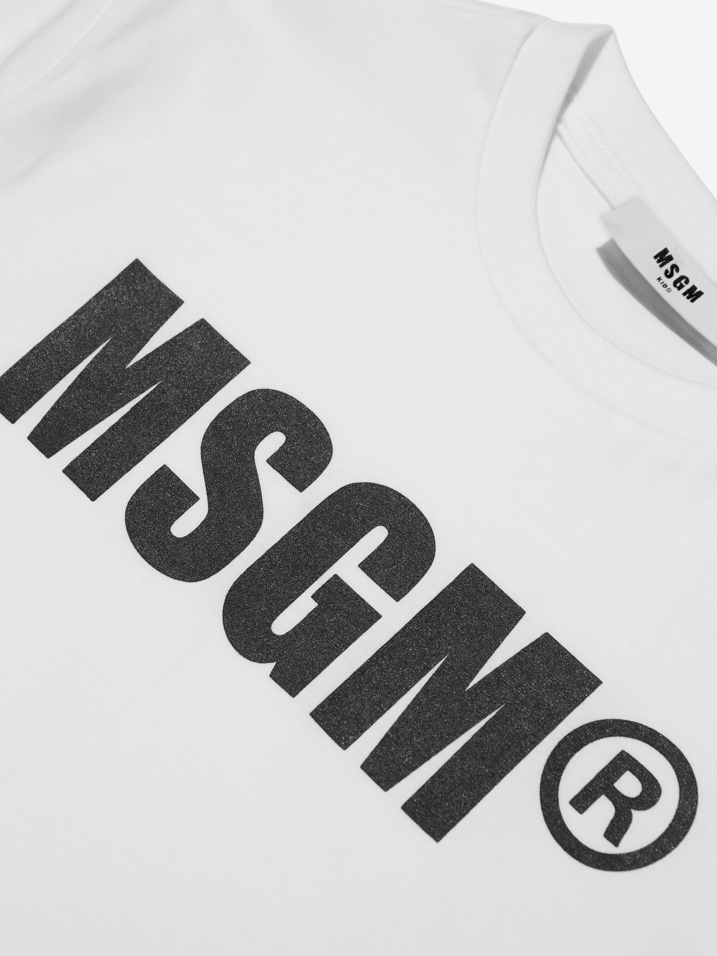 MSGM Kids Logo Print T-Shirt in White