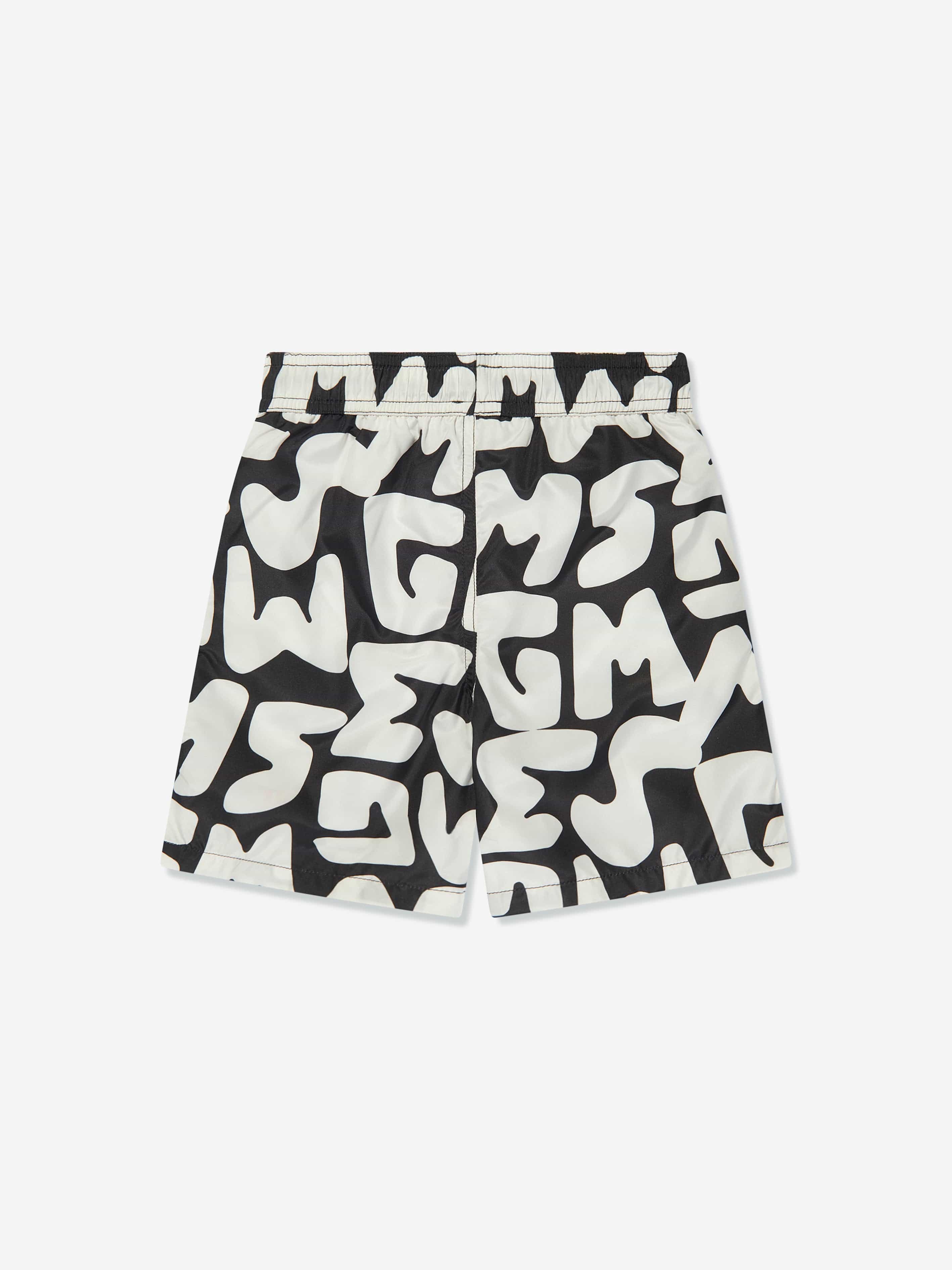 MSGM Boys Logo Print Swim Shorts in Black