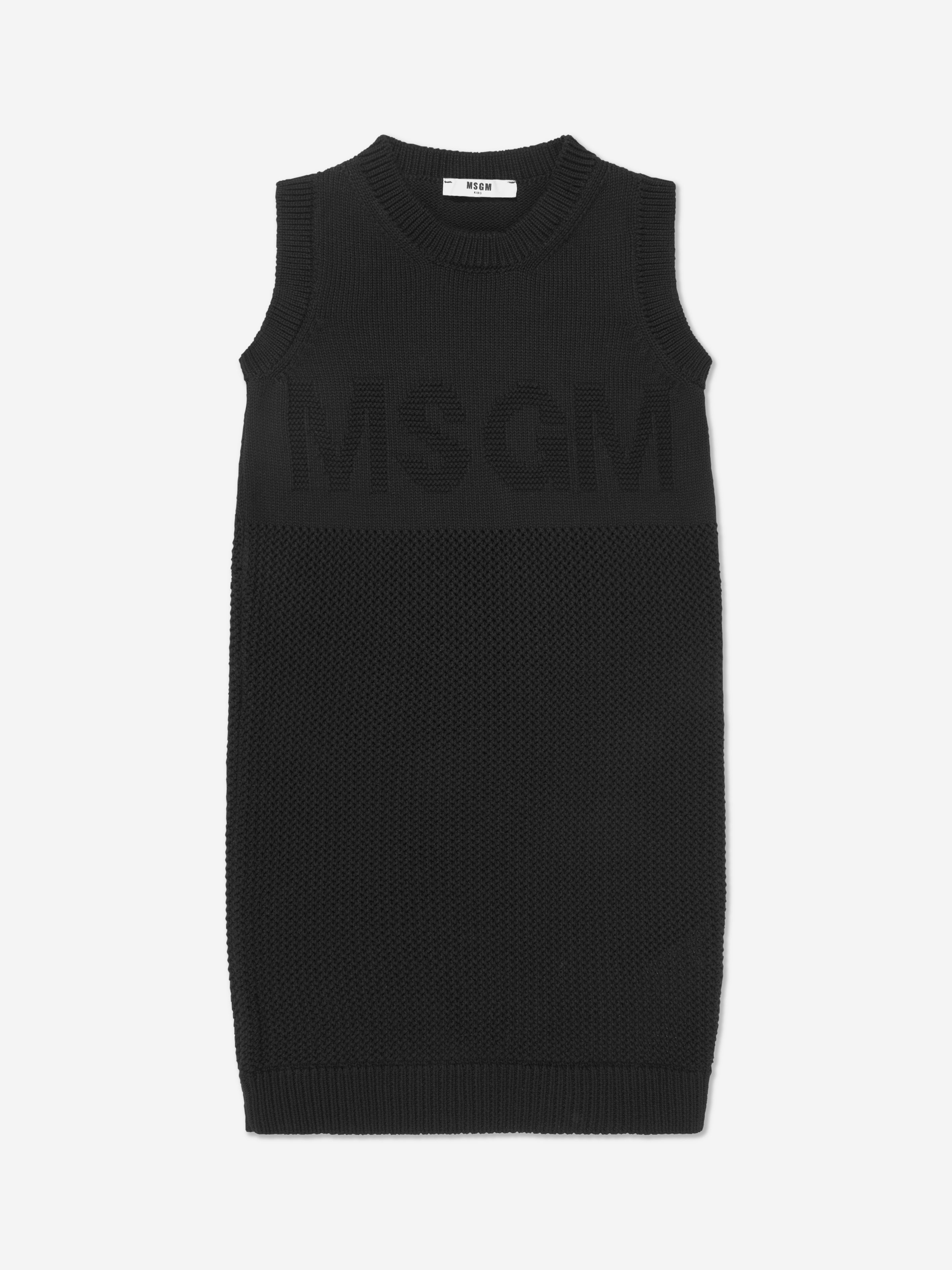 MSGM Girls Tank Top Logo Dress in Black