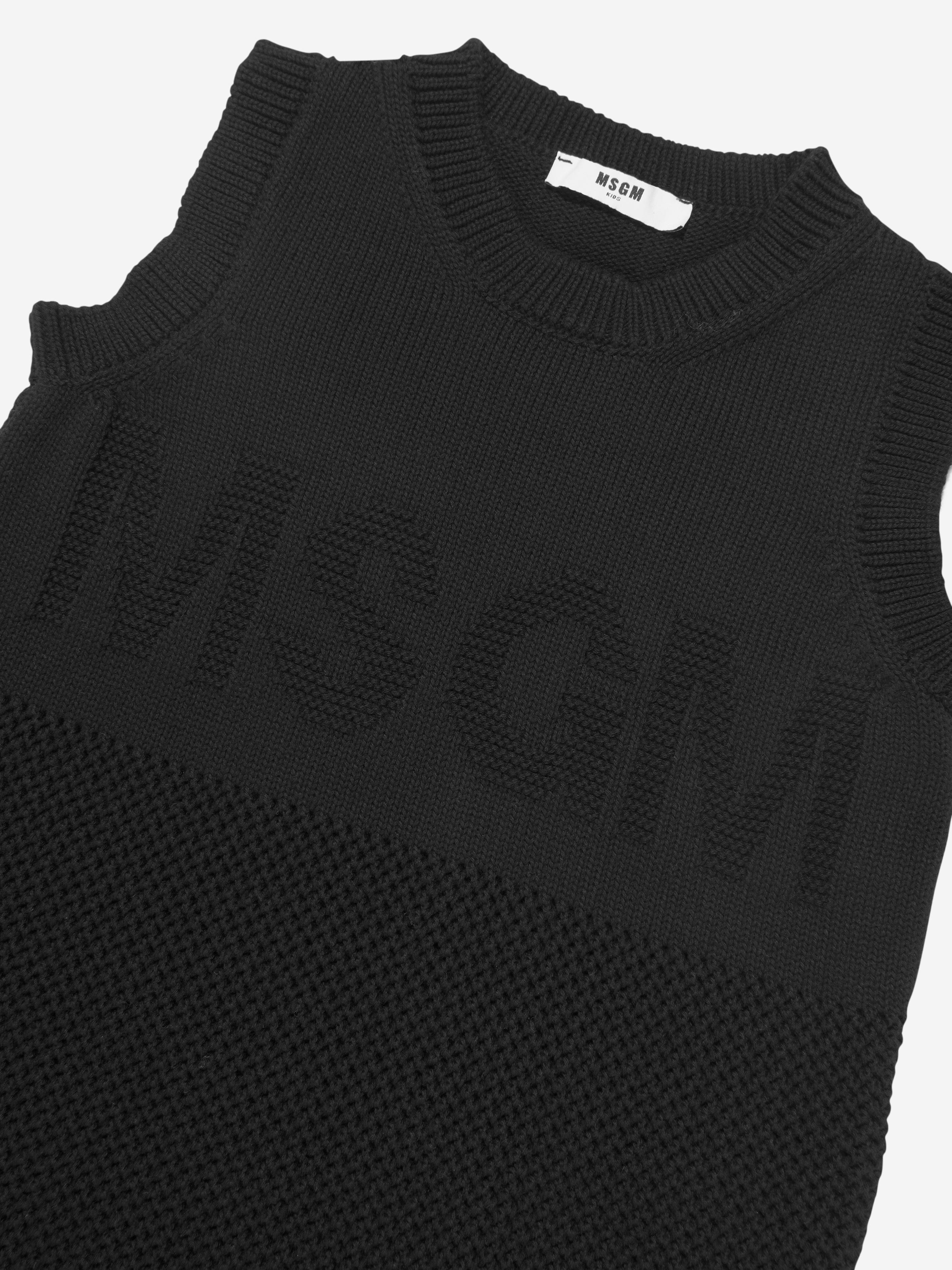 MSGM Girls Tank Top Logo Dress in Black