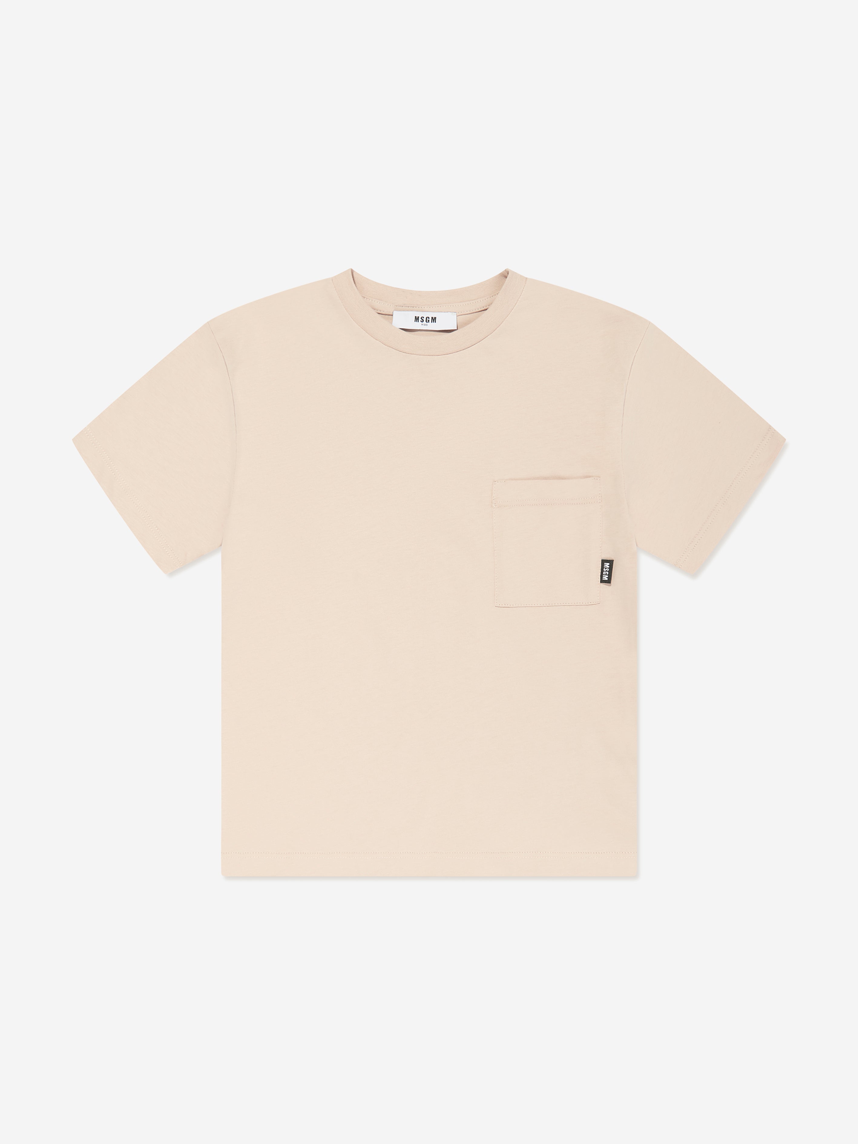 MSGM Boys Jersey Pocket T-Shirt in Beige