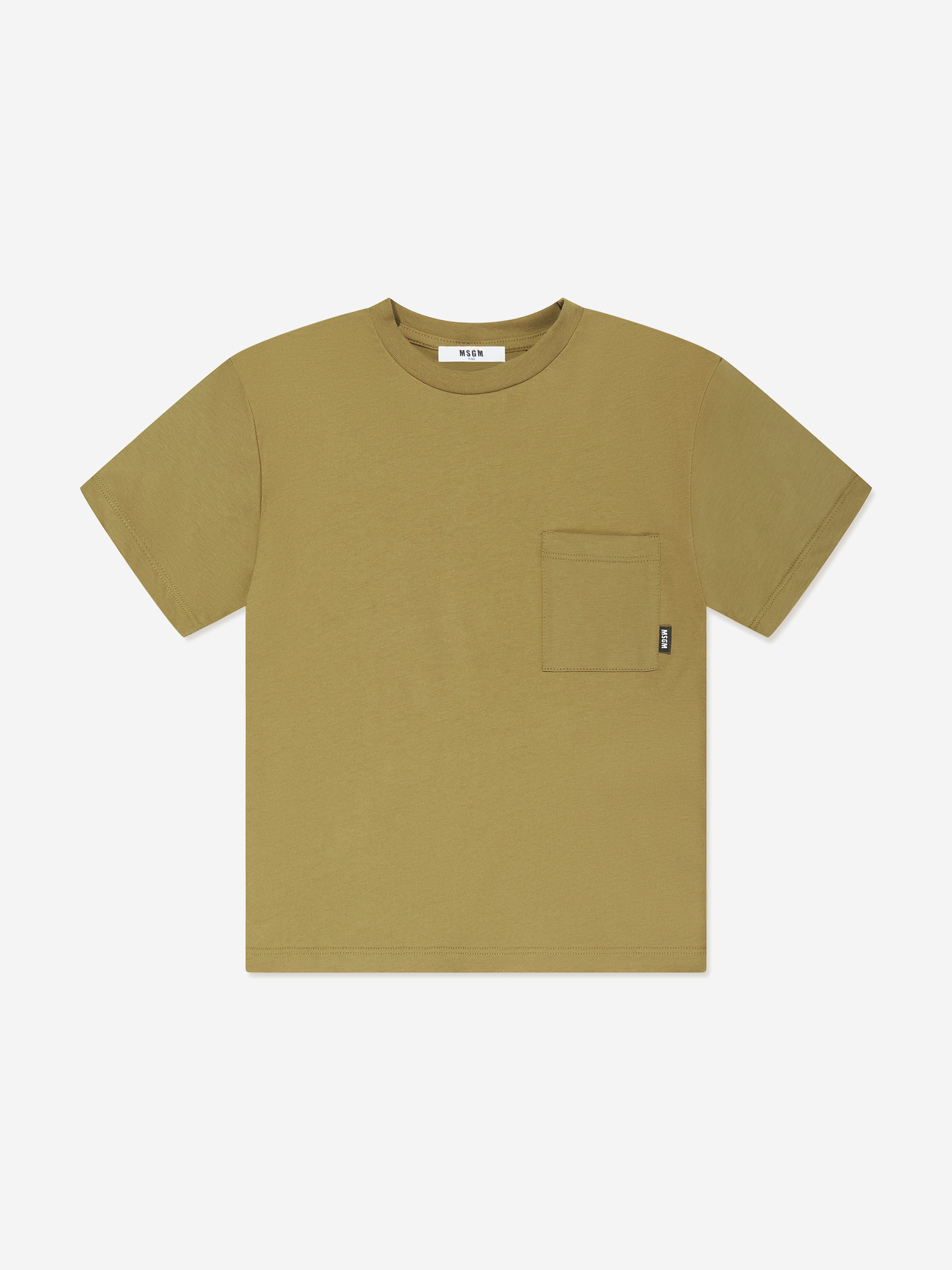 MSGM Boys Jersey Pocket T-Shirt in Green