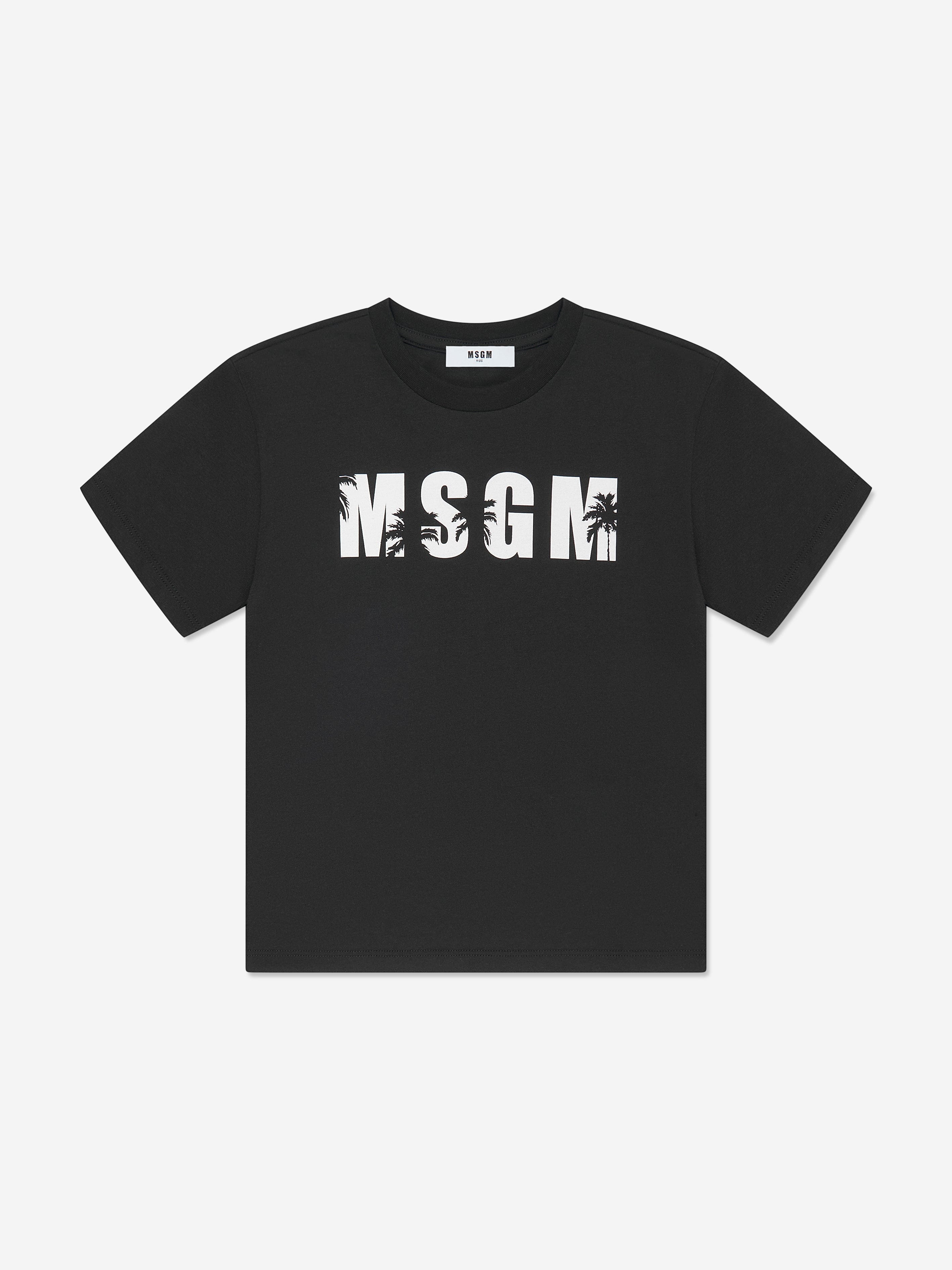 MSGM Boys Jersey Logo T-Shirt in Black