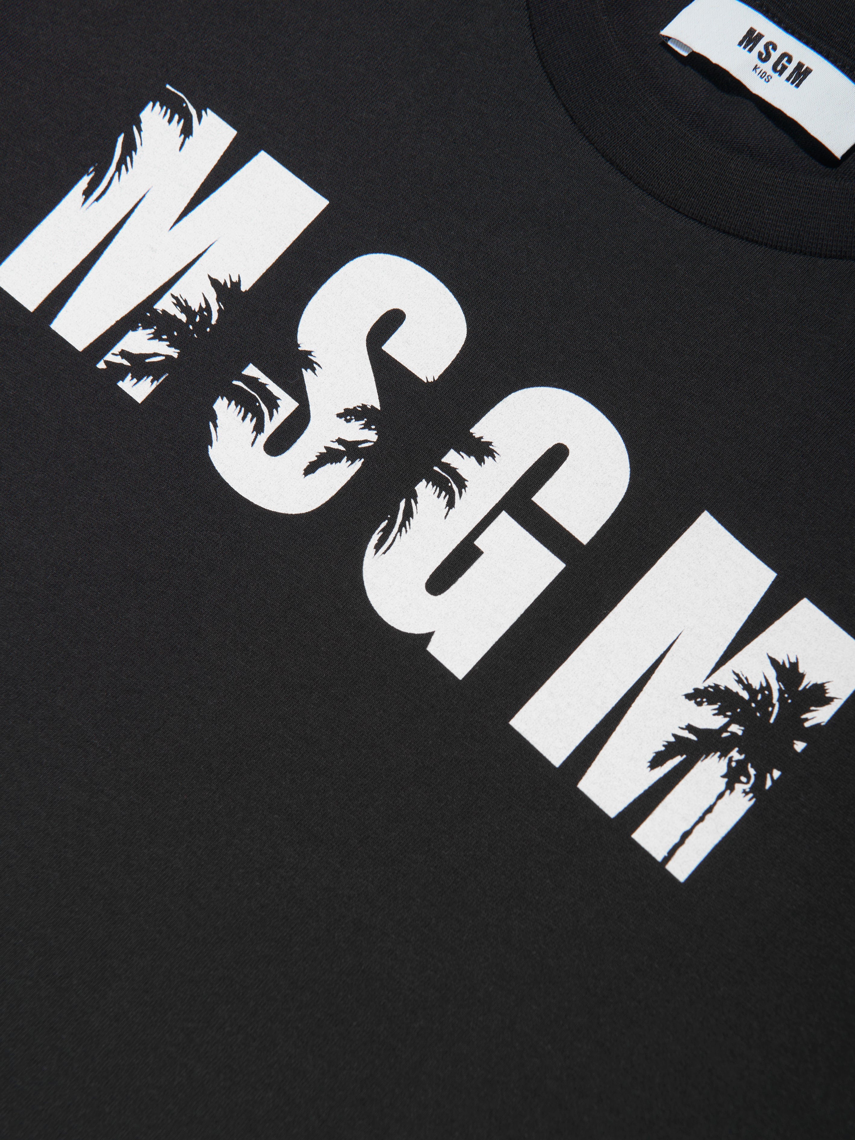 MSGM Boys Jersey Logo T-Shirt in Black