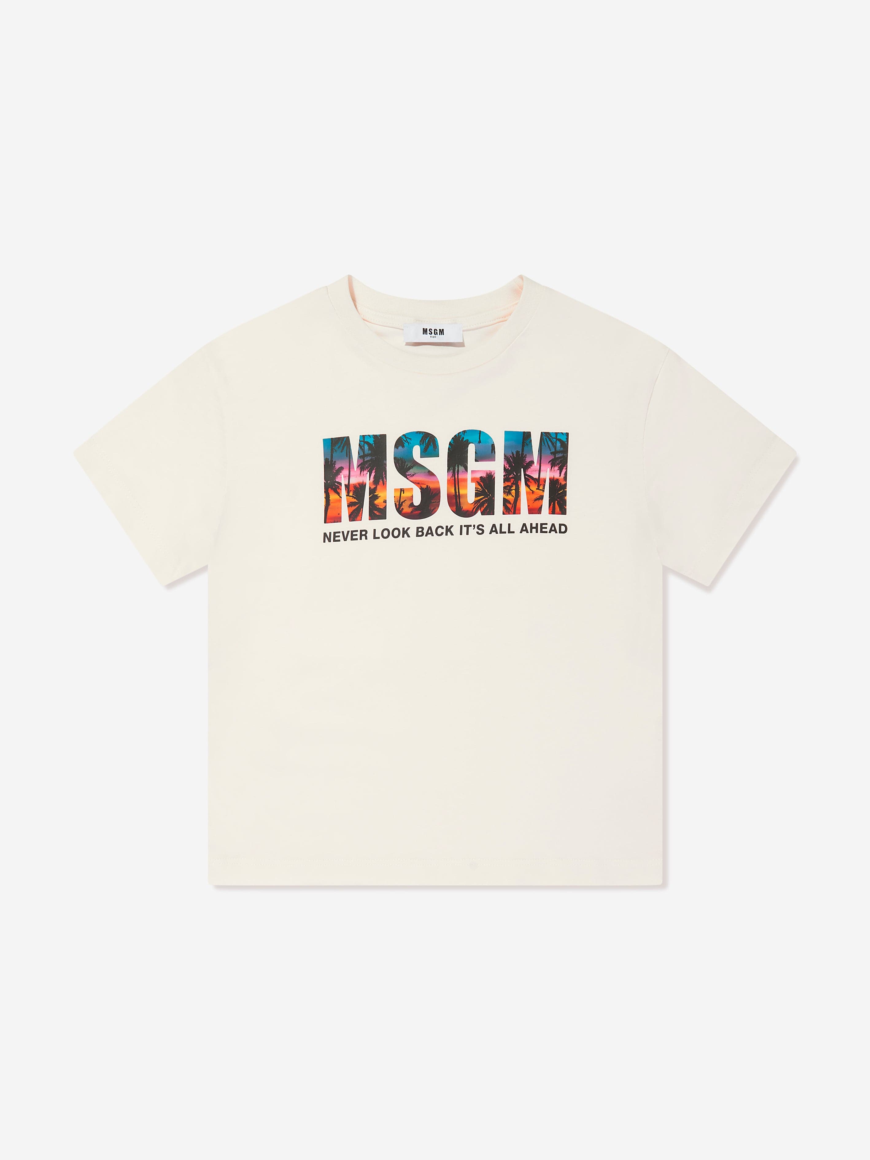 MSGM Boys Jersey Logo T-Shirt in Ivory