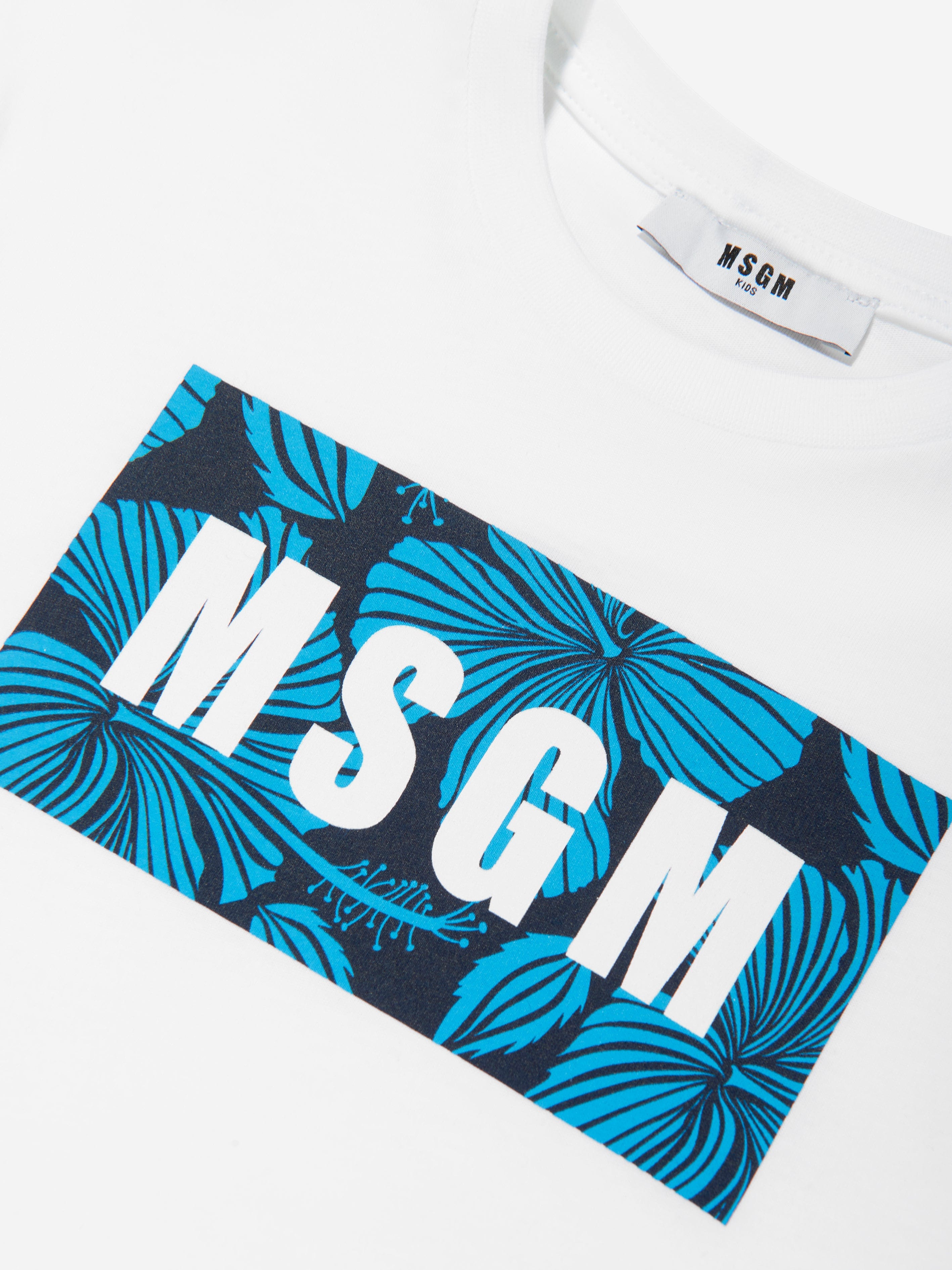 MSGM Boys Jersey Logo T-Shirt in White