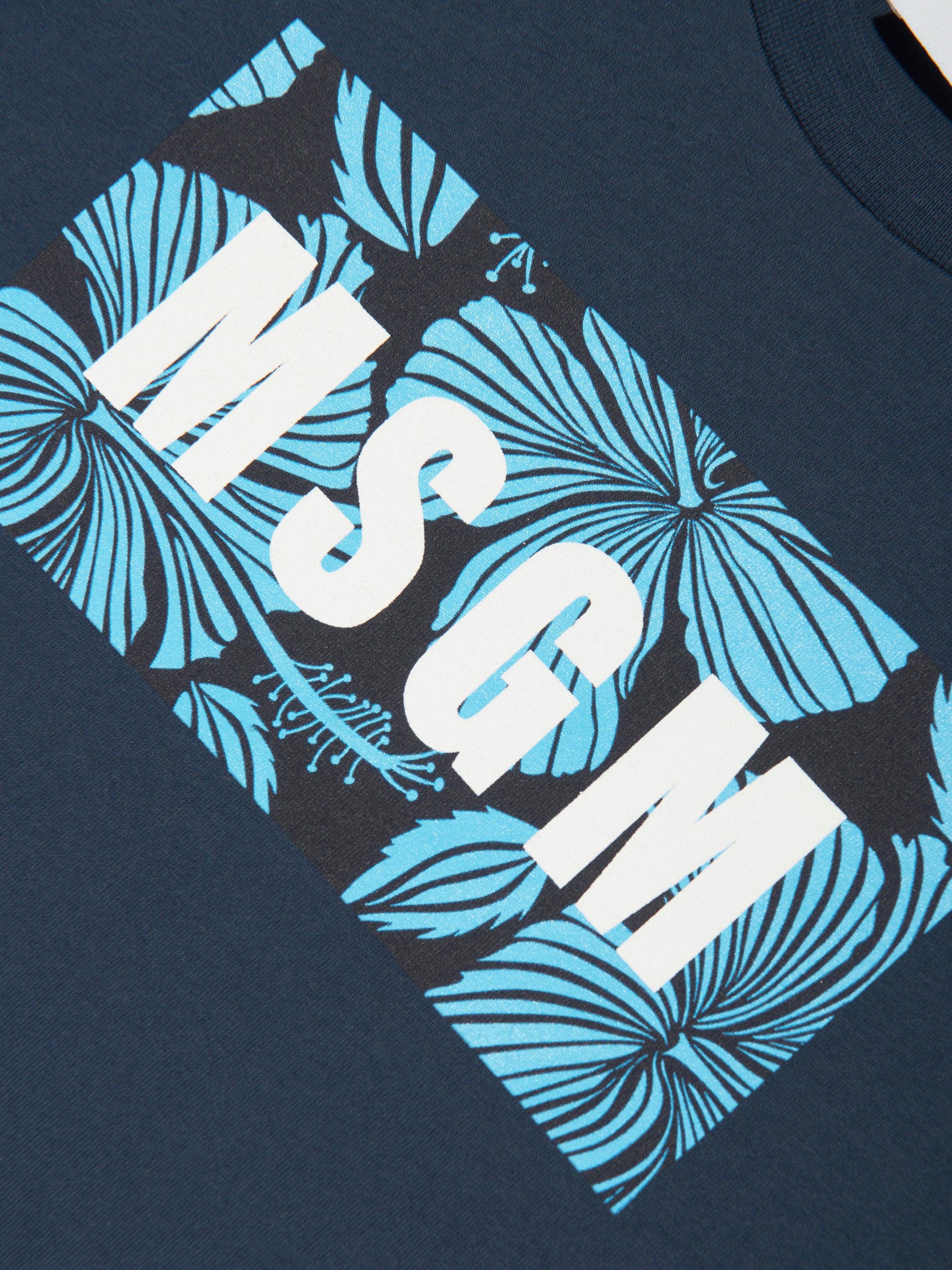 MSGM Boys Jersey Logo T-Shirt in Navy