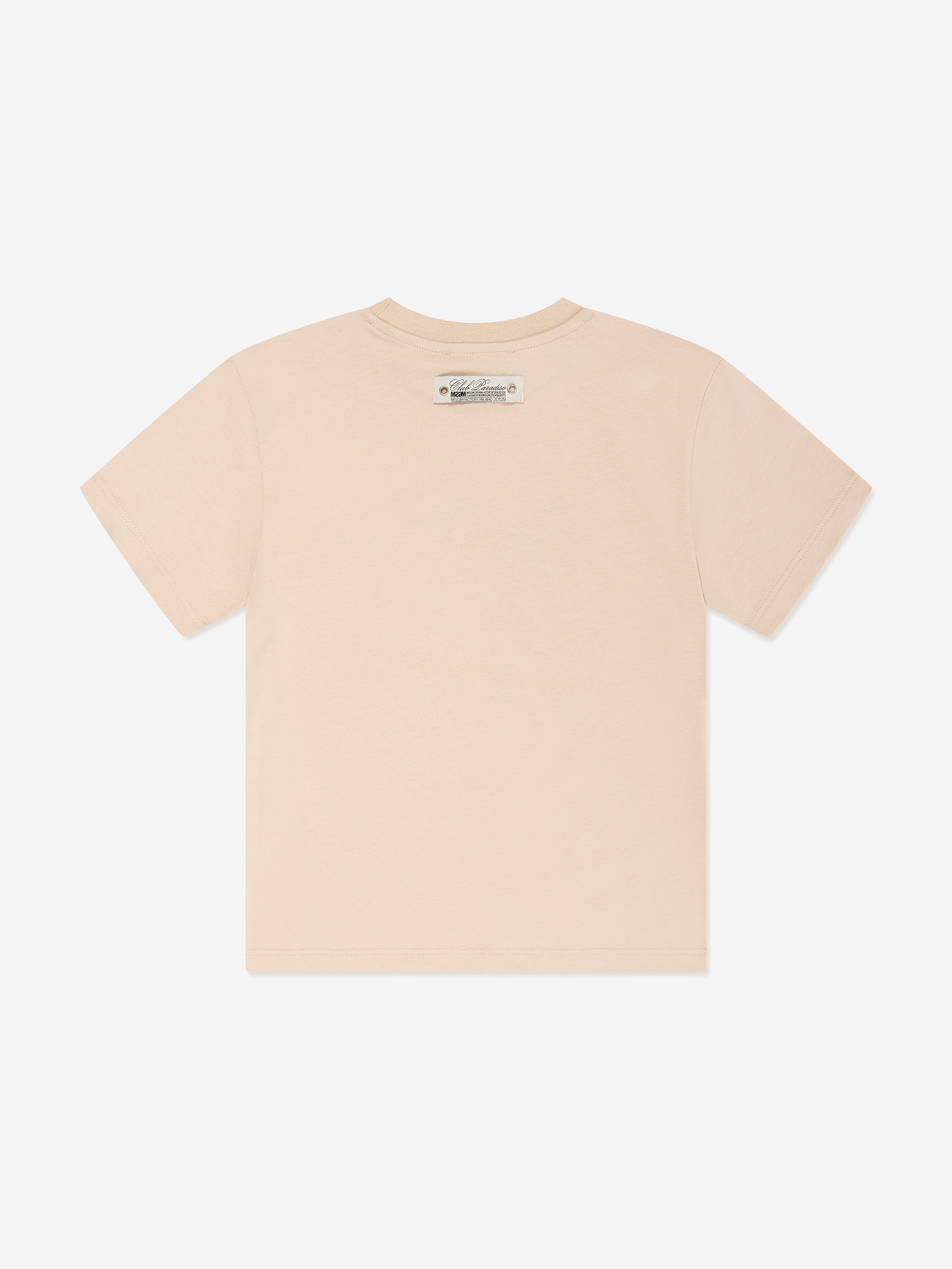 MSGM Boys Jersey Logo T-Shirt in Beige