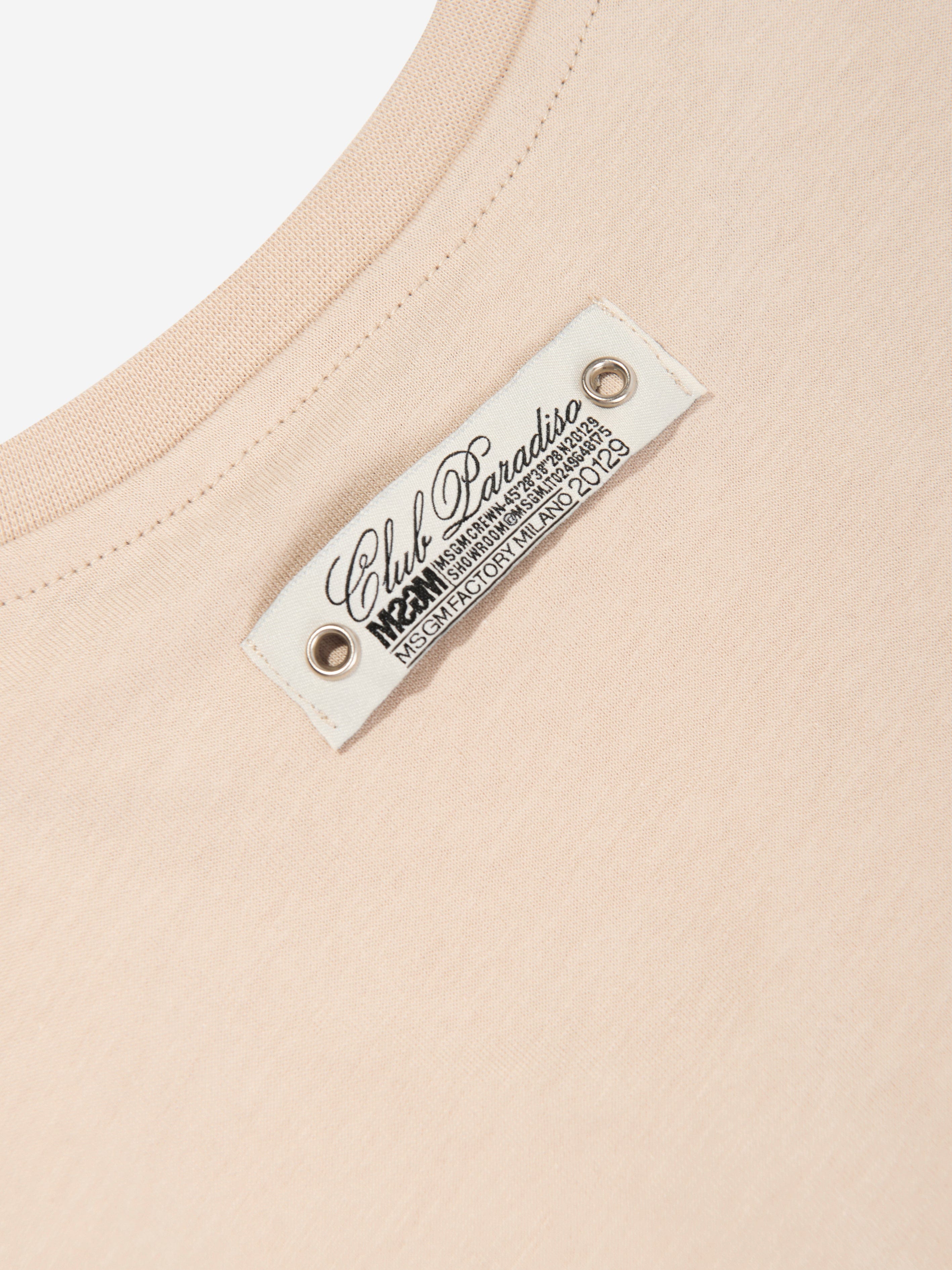 MSGM Boys Jersey Logo T-Shirt in Beige