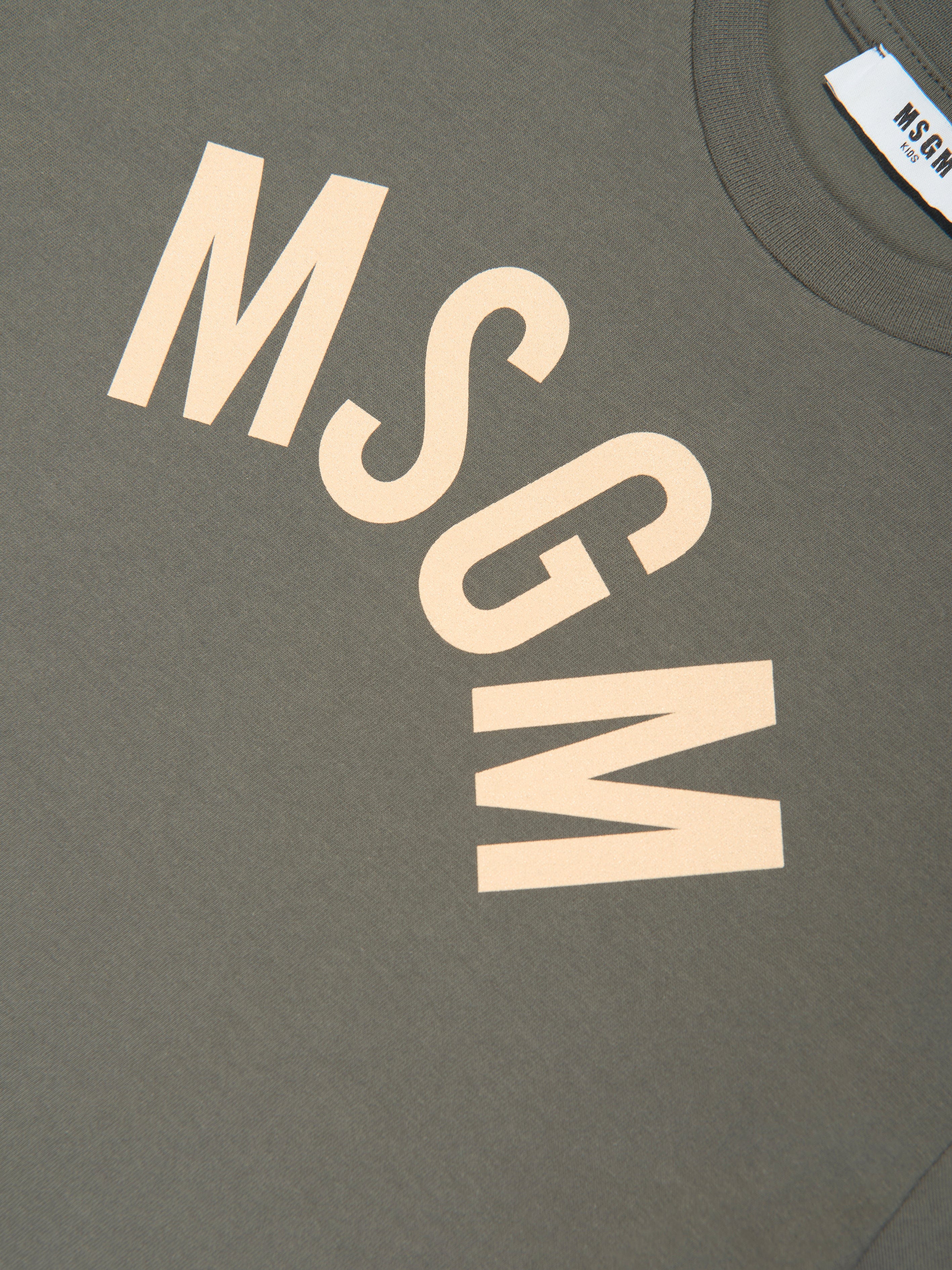 MSGM Boys Jersey Logo T-Shirt in Grey