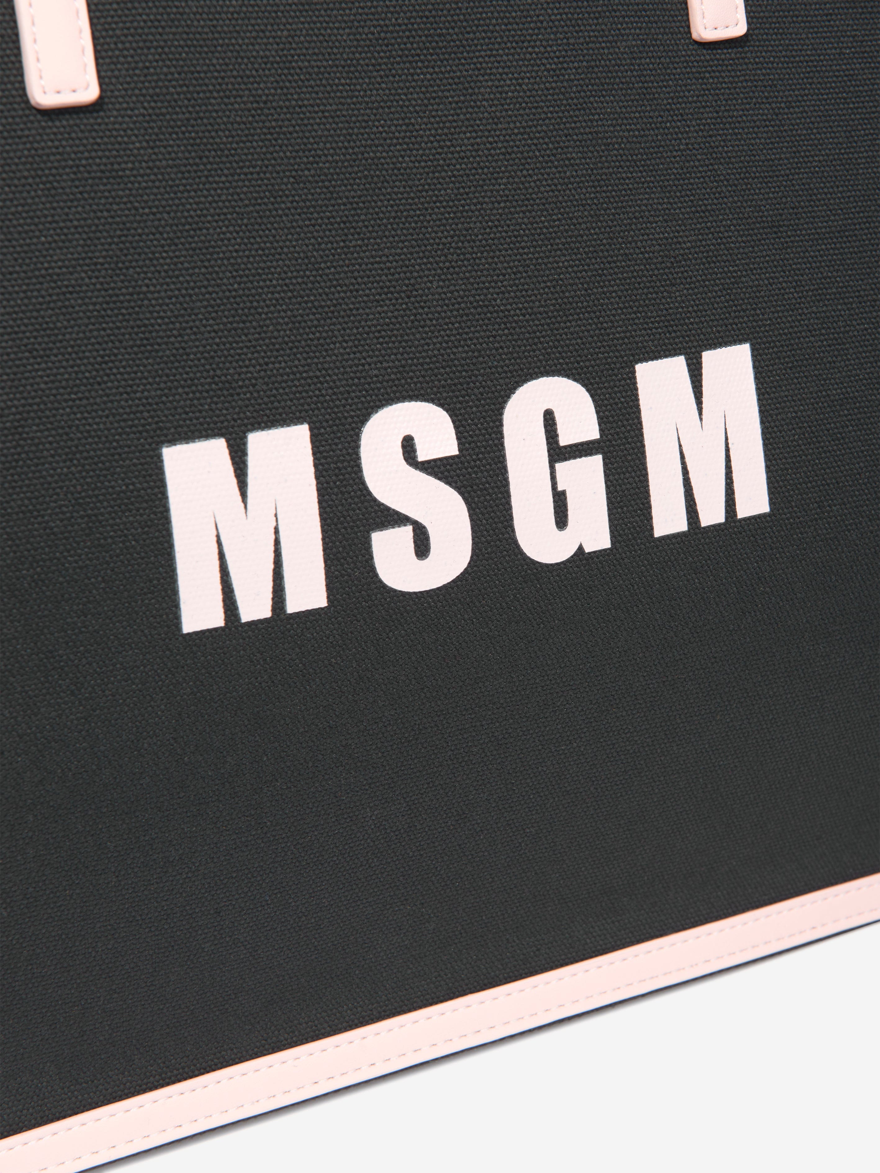 MSGM Girls Canvas Tote Bag in Black