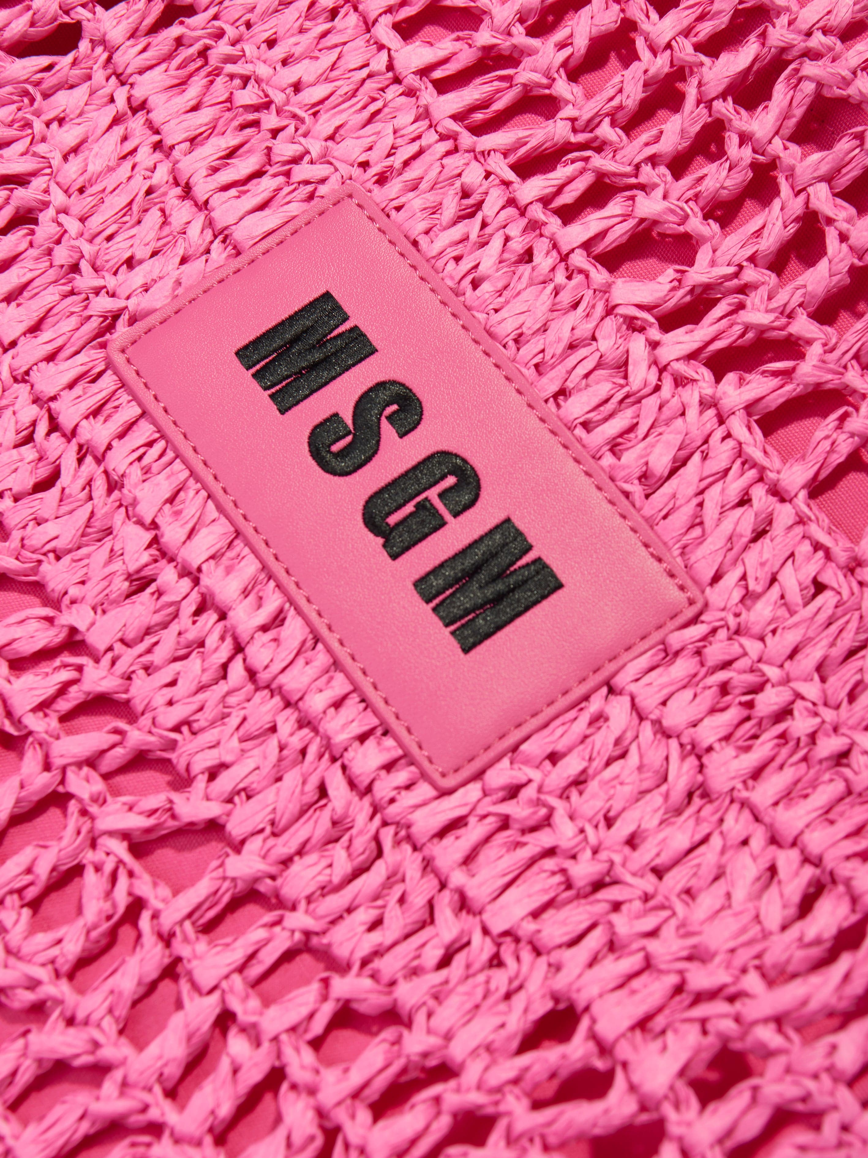 MSGM Girls Raffia Tote Bag in Pink