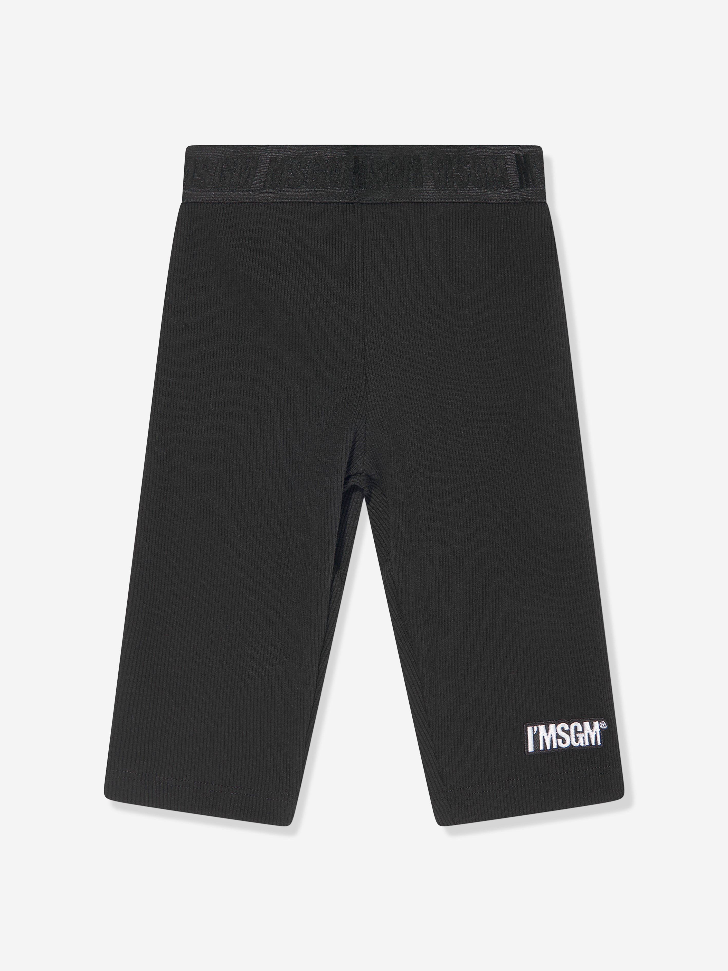 MSGM Girls Ribbed Cycling Shorts in Black